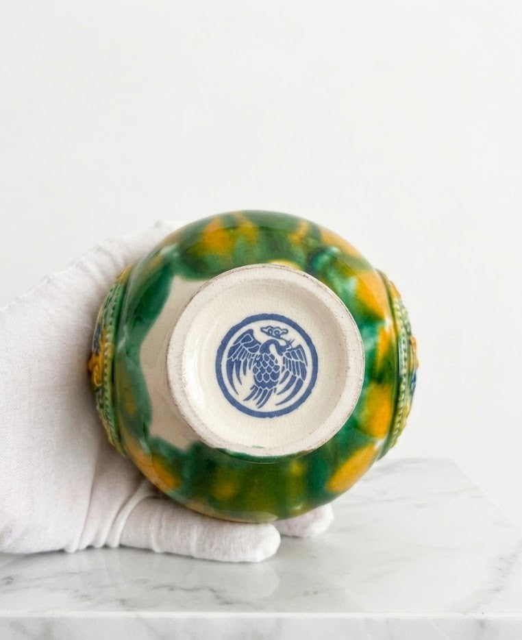 Handcrafted Sancai Glaze Ceramic with Dragon Handles