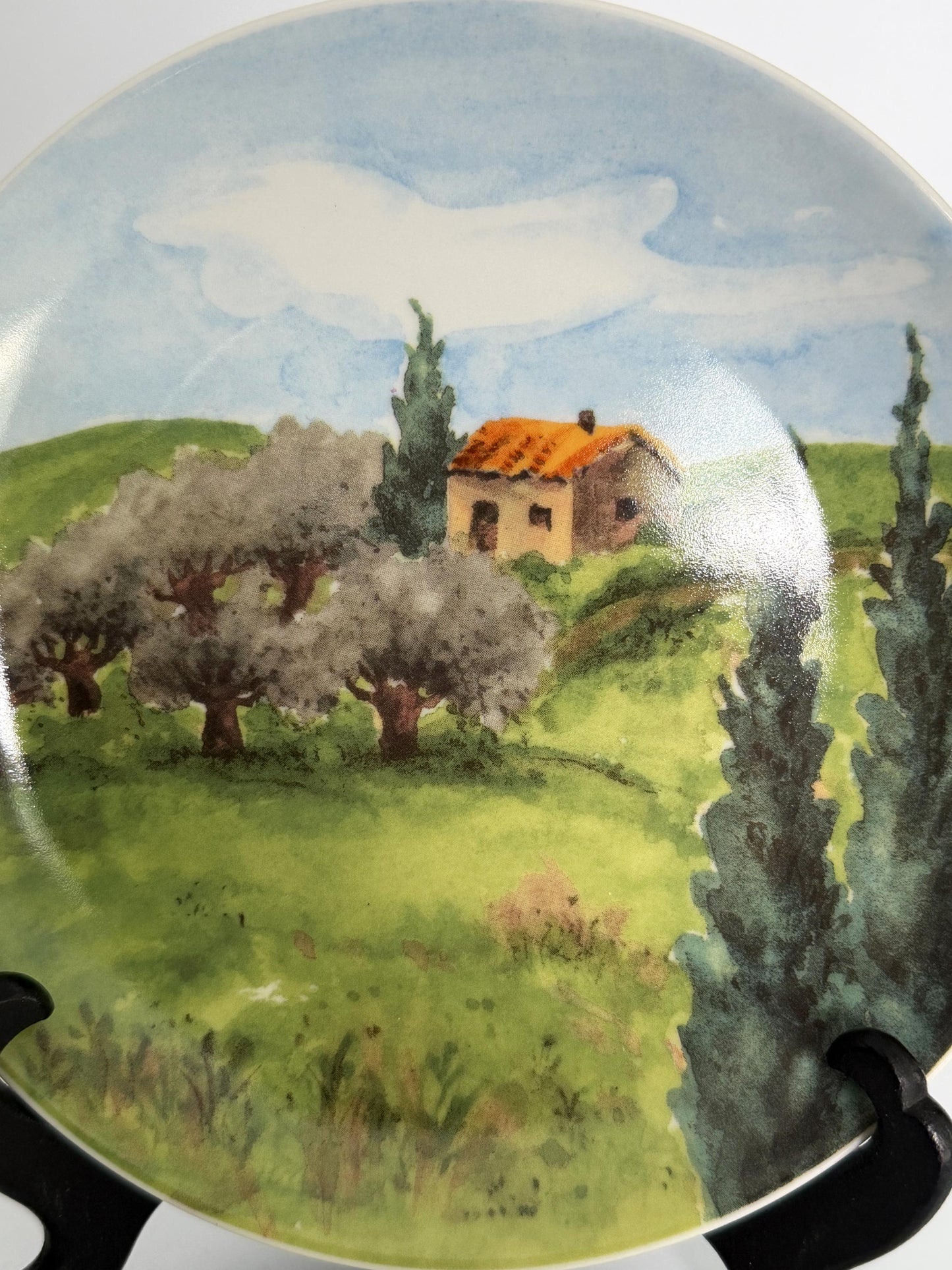 Scenes of Tuscany Ceramic Dessert Plate, Italian Countryside Landscape Wall Décor, Tuscan Farmhouse Decorative Plate