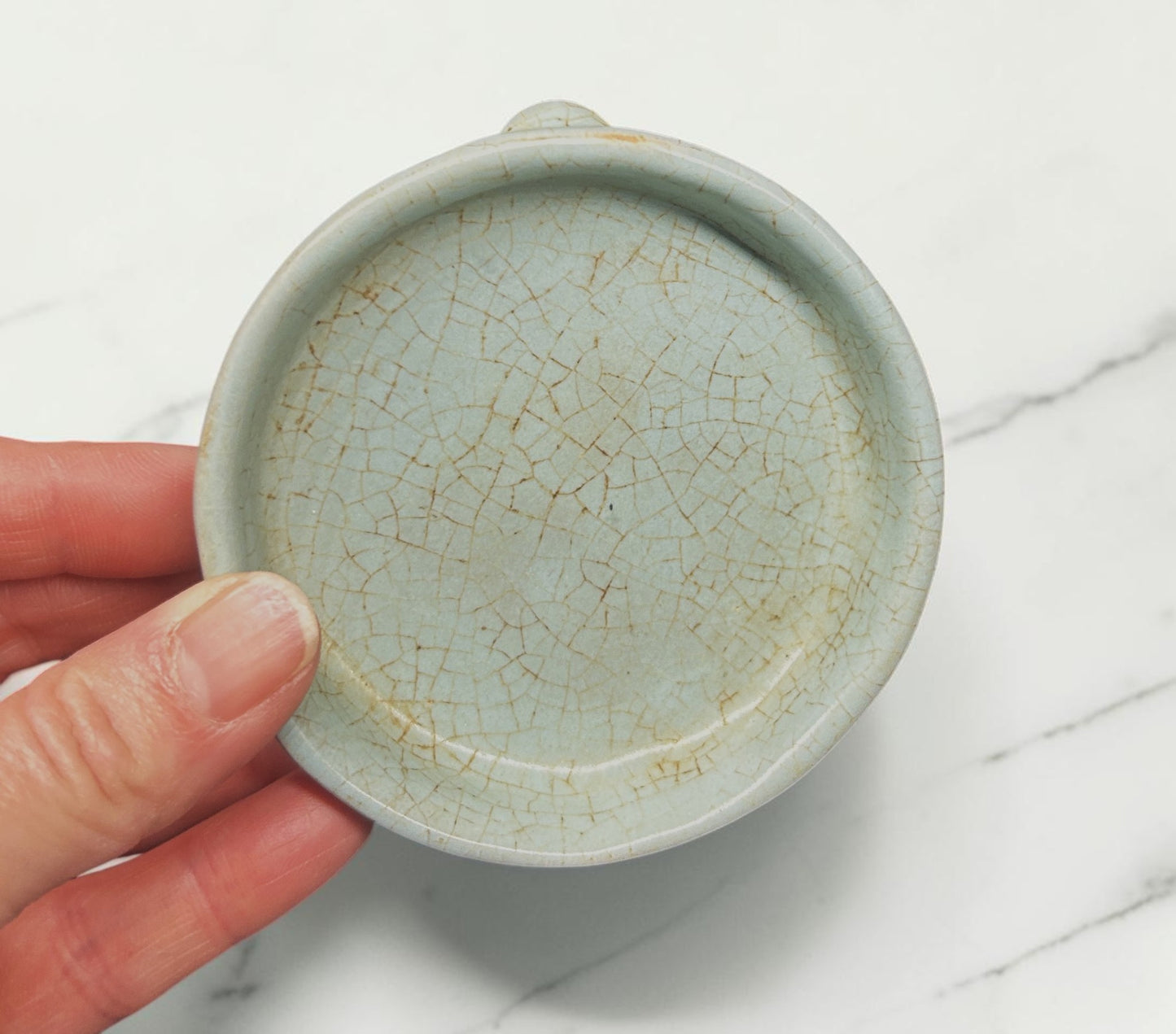 Cracked Glaze Ceramic Pedestal Dish
