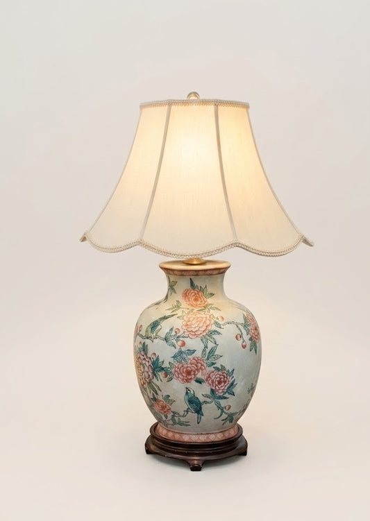Floral & Bird Porcelain Table Lamp