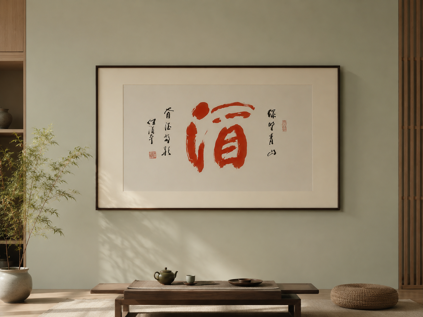 Ren Hanping《酒》Chinese Contemporary Calligraphy｜Framed Large-Scale Ink Artwork 51.25 × 31 in
