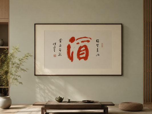 Ren Hanping《酒》Chinese Contemporary Calligraphy｜Framed Large-Scale Ink Artwork 51.25 × 31 in