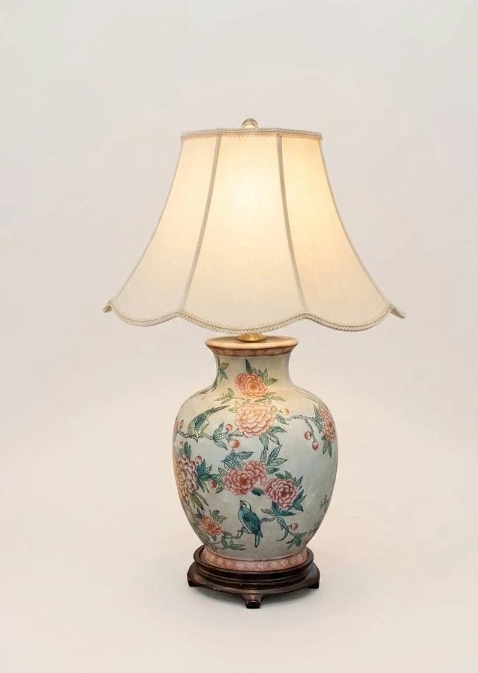 Floral & Bird Porcelain Table Lamp