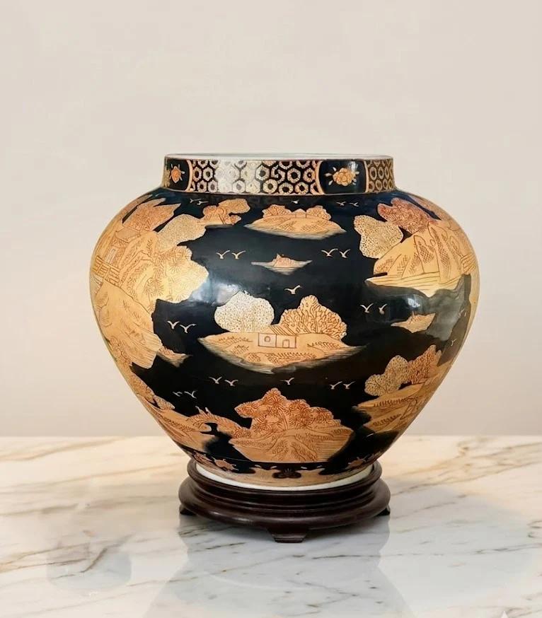 Vintage Satsuma Ware Hand-Painted Porcelain Vase - Large
