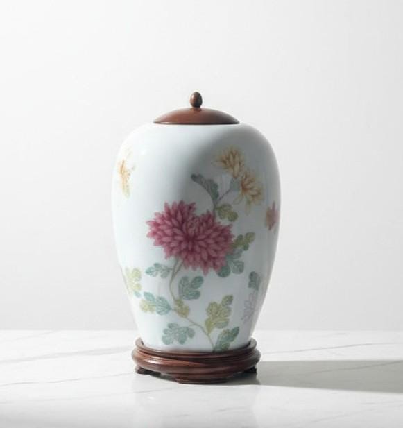 Elegant Vintage Floral Porcelain Ginger Jar - Hand-Painted Lidded Decorative Vase