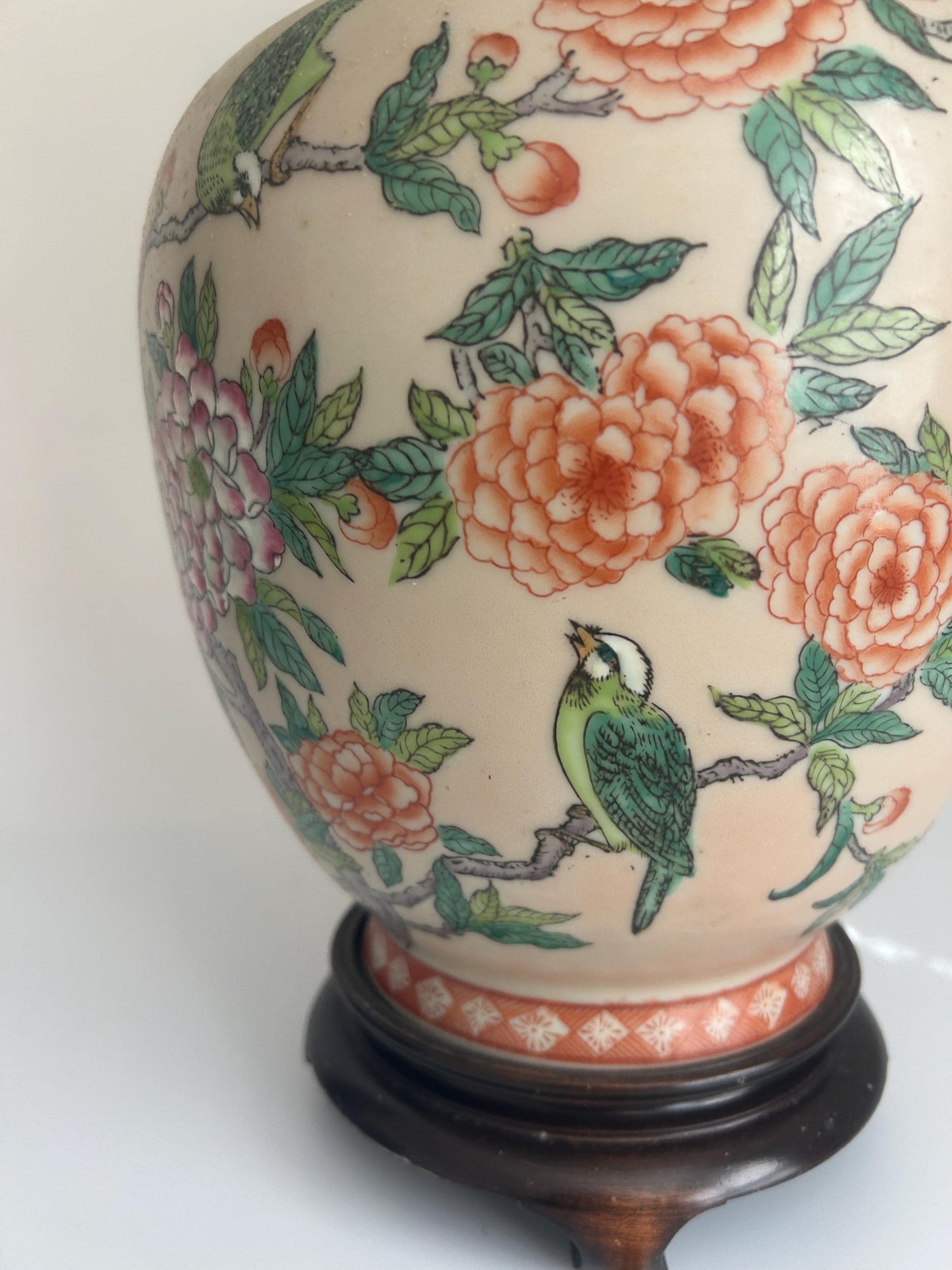 Floral & Bird Porcelain Table Lamp