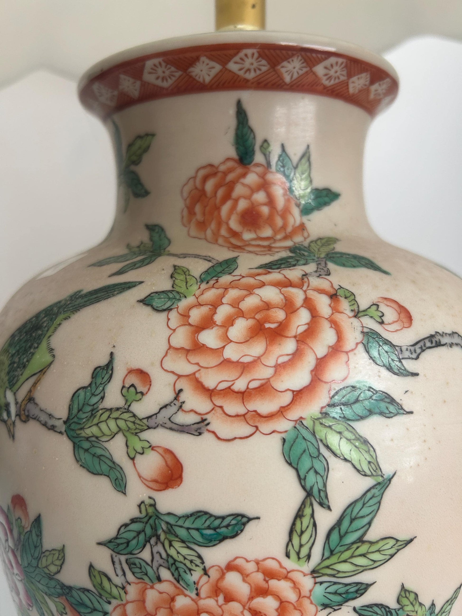 Floral & Bird Porcelain Table Lamp