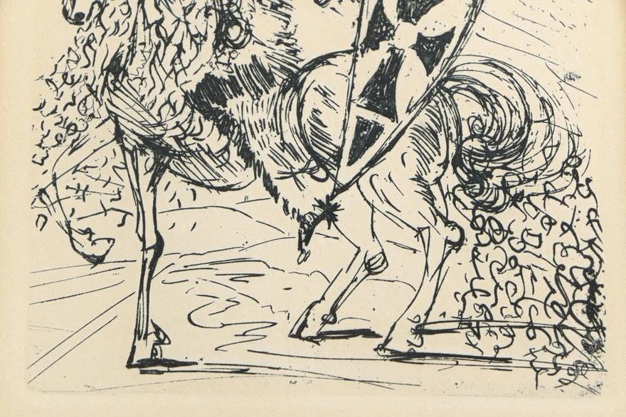 Salvador Dali Restrike Etching on Paper "El Cid