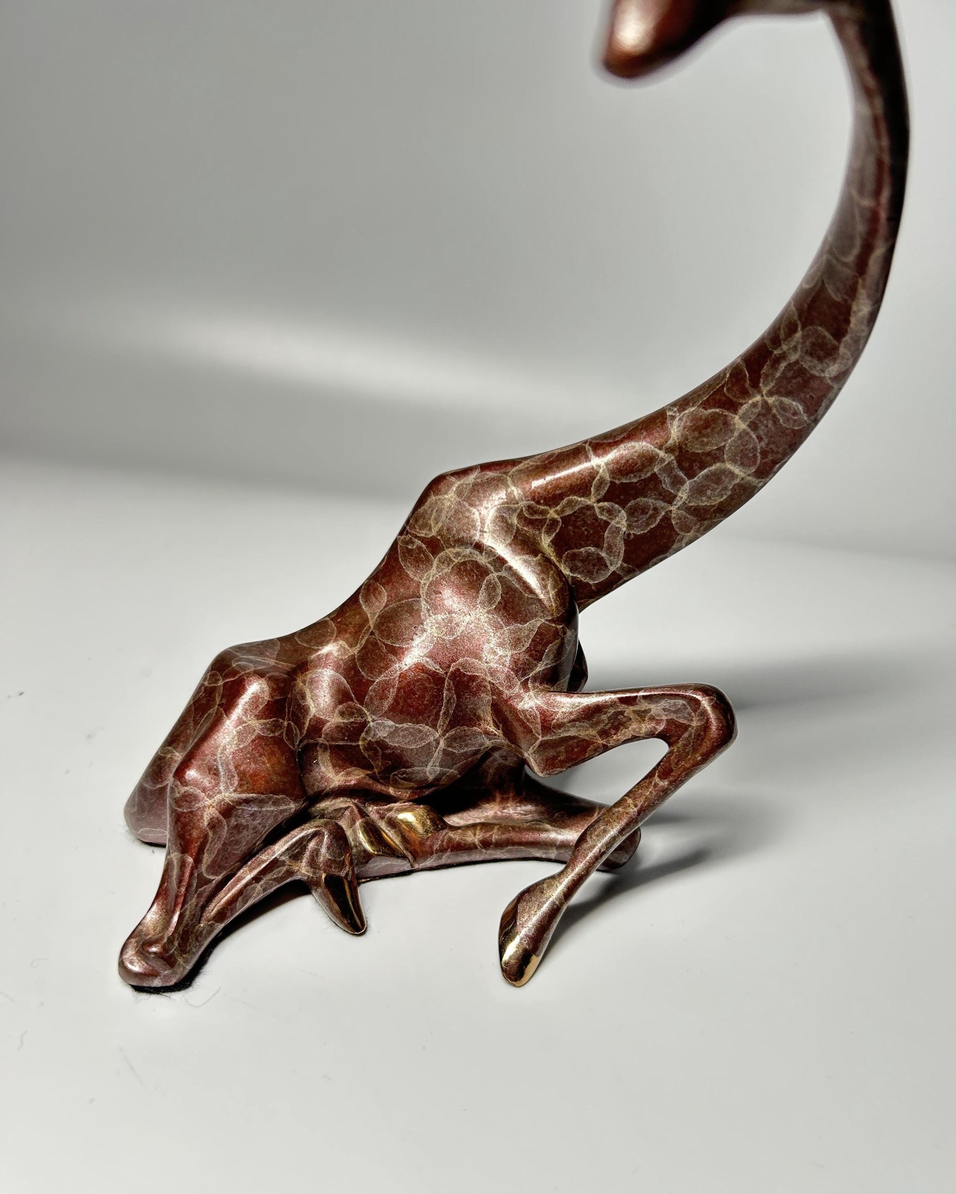 Signed Alexander Danel Giraffe Sculpture, Art Deco Revival Bronze-Tone Figurine
