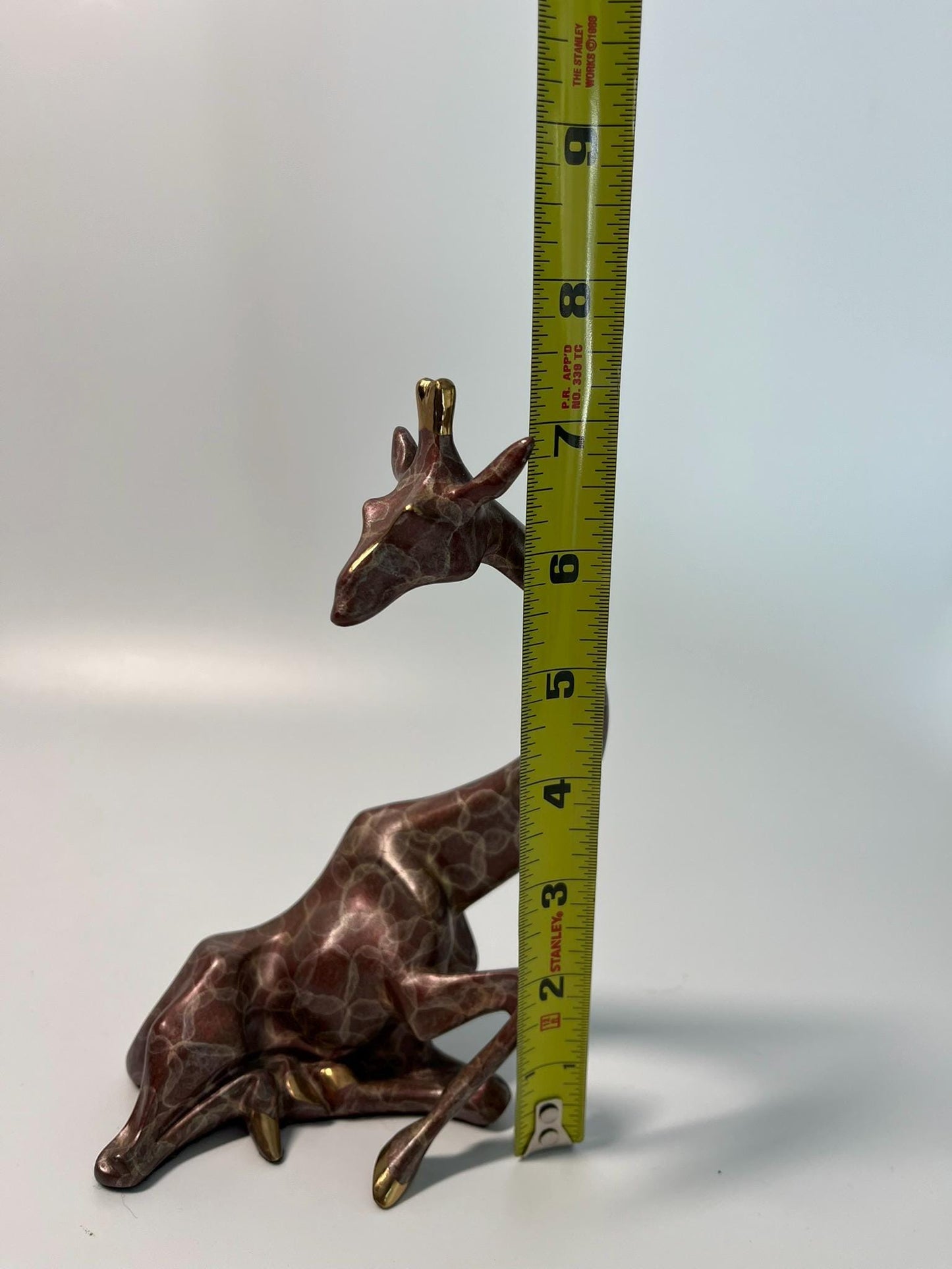 Signed Alexander Danel Giraffe Sculpture, Art Deco Revival Bronze-Tone Figurine