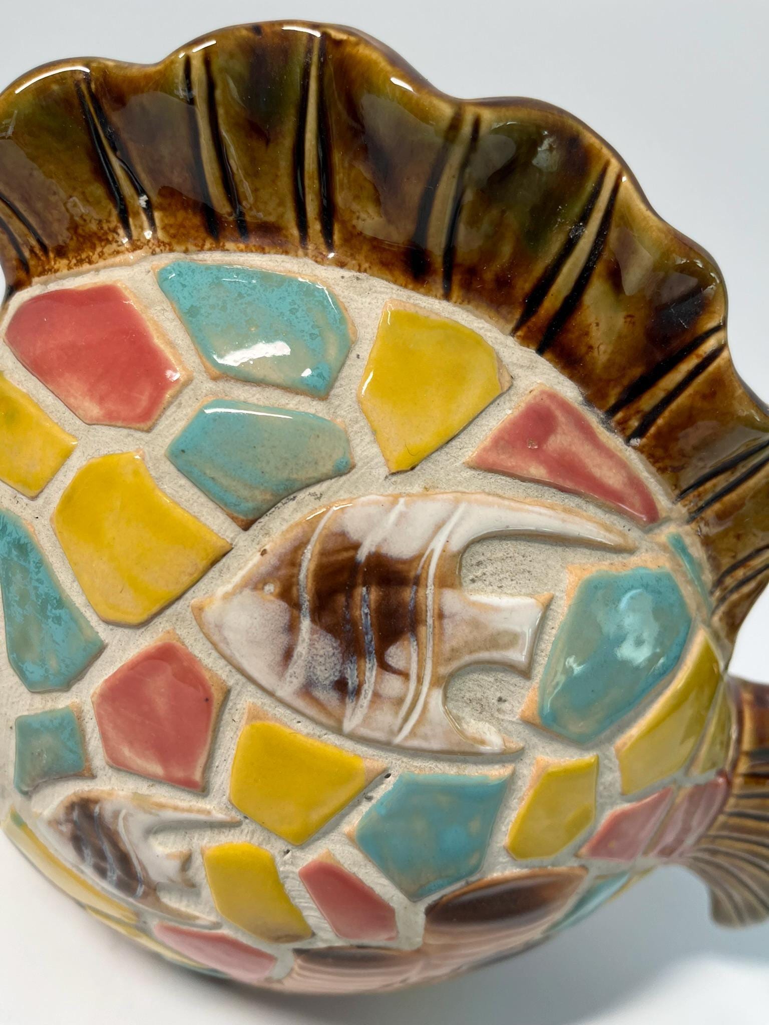Colorful Mosaic Style Ceramic Fish Figurine