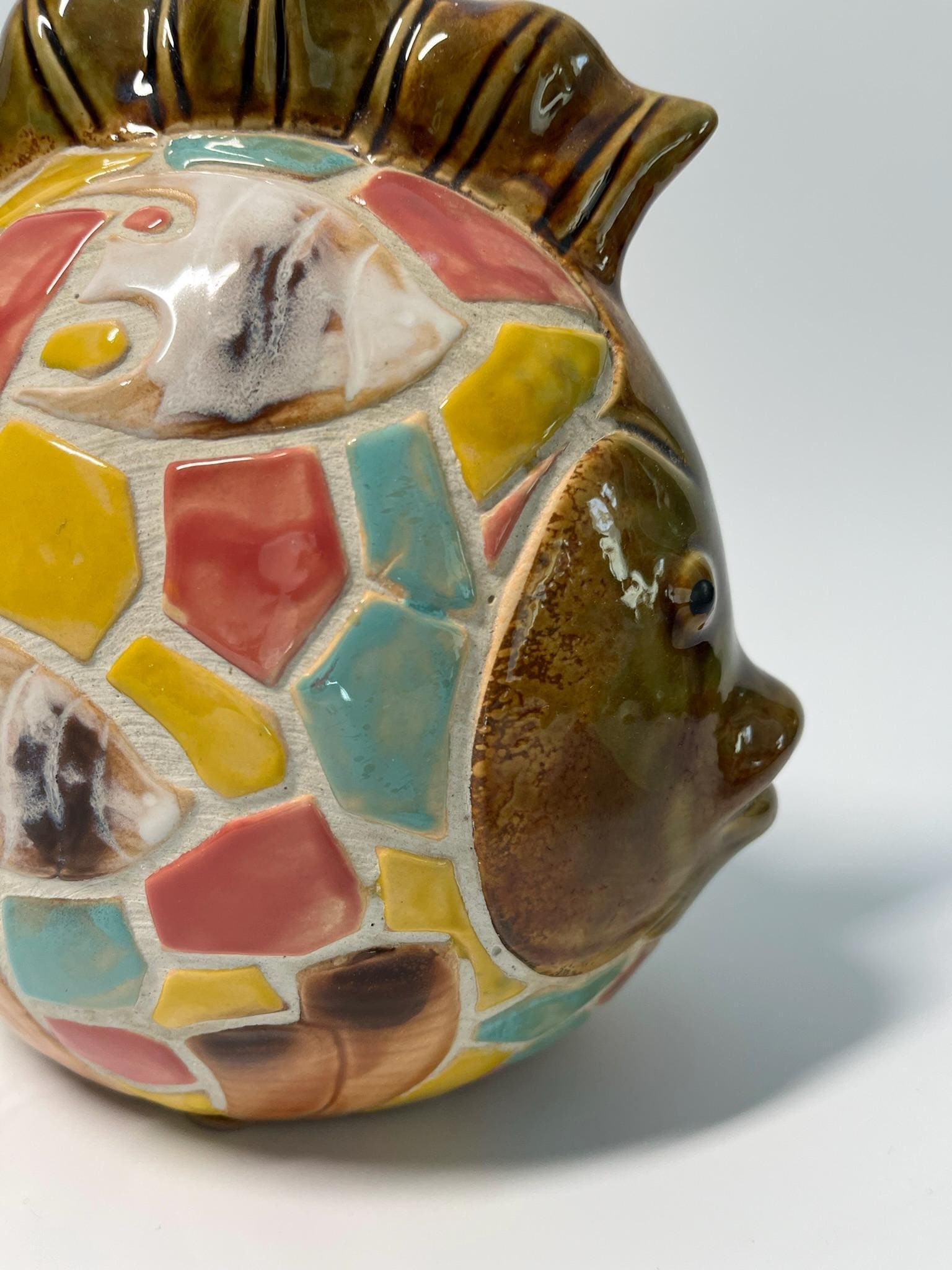 Colorful Mosaic Style Ceramic Fish Figurine