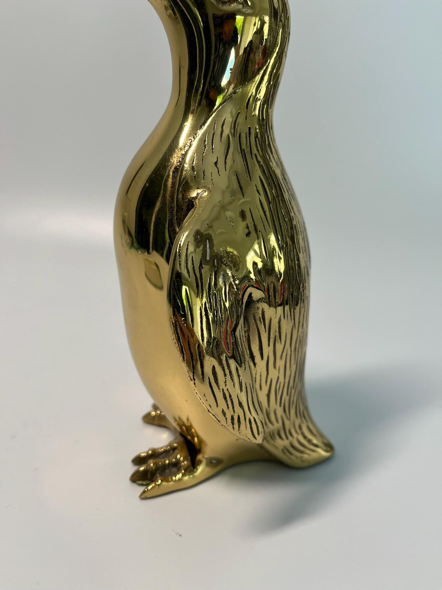 Large Vintage Hollywood Regency Brass Penguin Sculpture