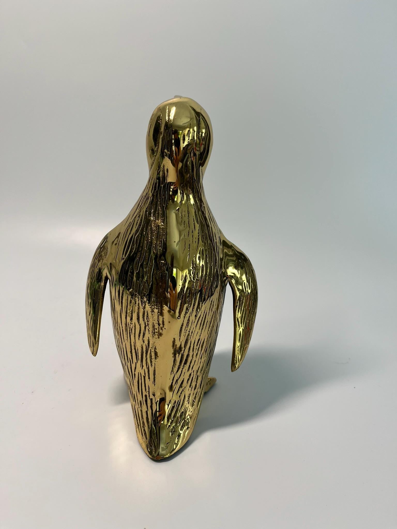 Large Vintage Hollywood Regency Brass Penguin Sculpture