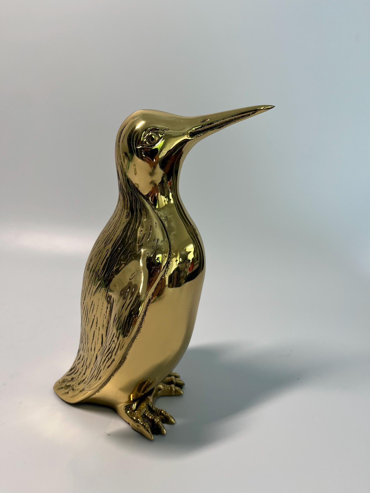 Large Vintage Hollywood Regency Brass Penguin Sculpture