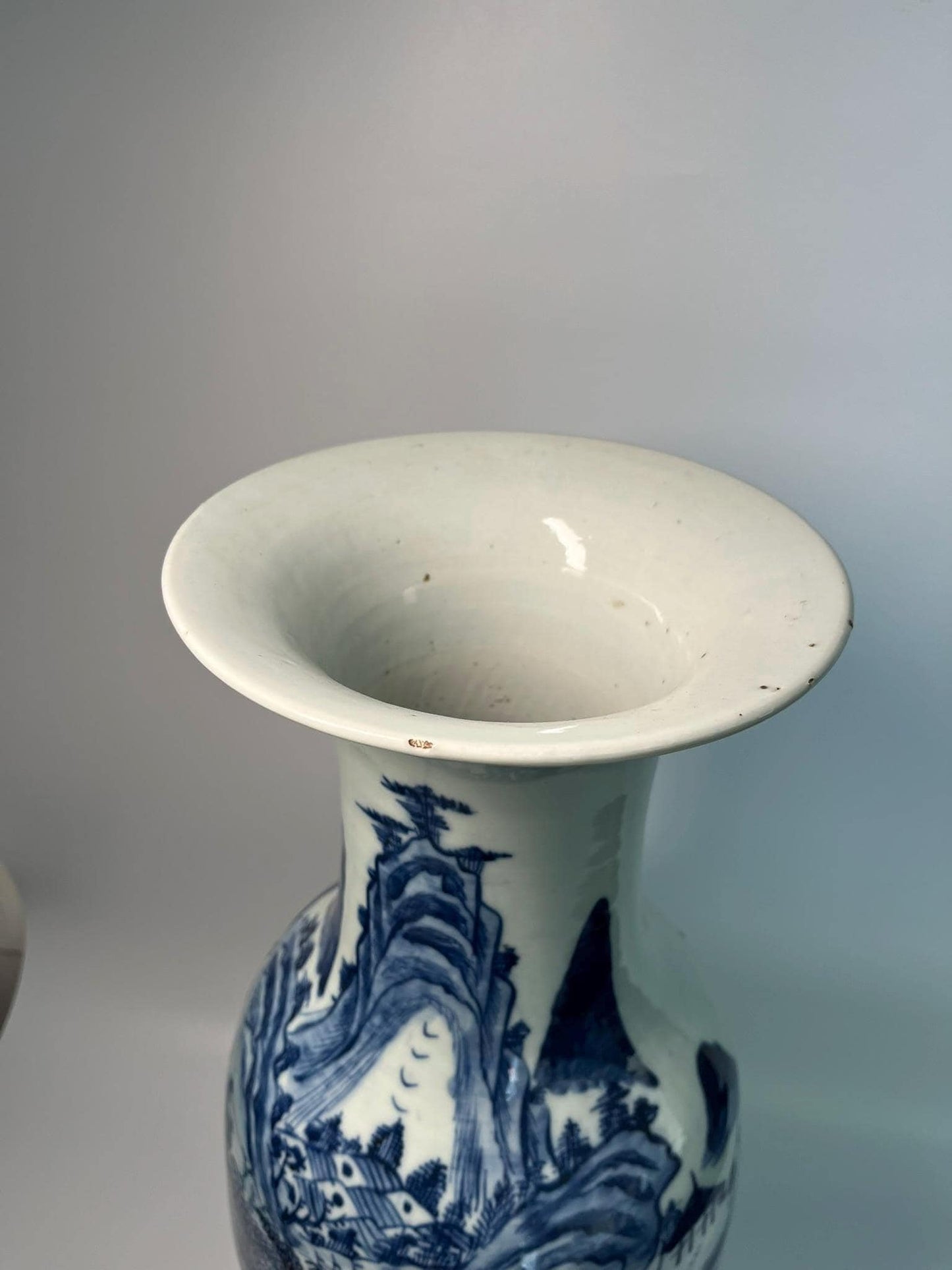 Large Chinese Blue and White Porcelain Vase | Landscape Scenic Floor Vase