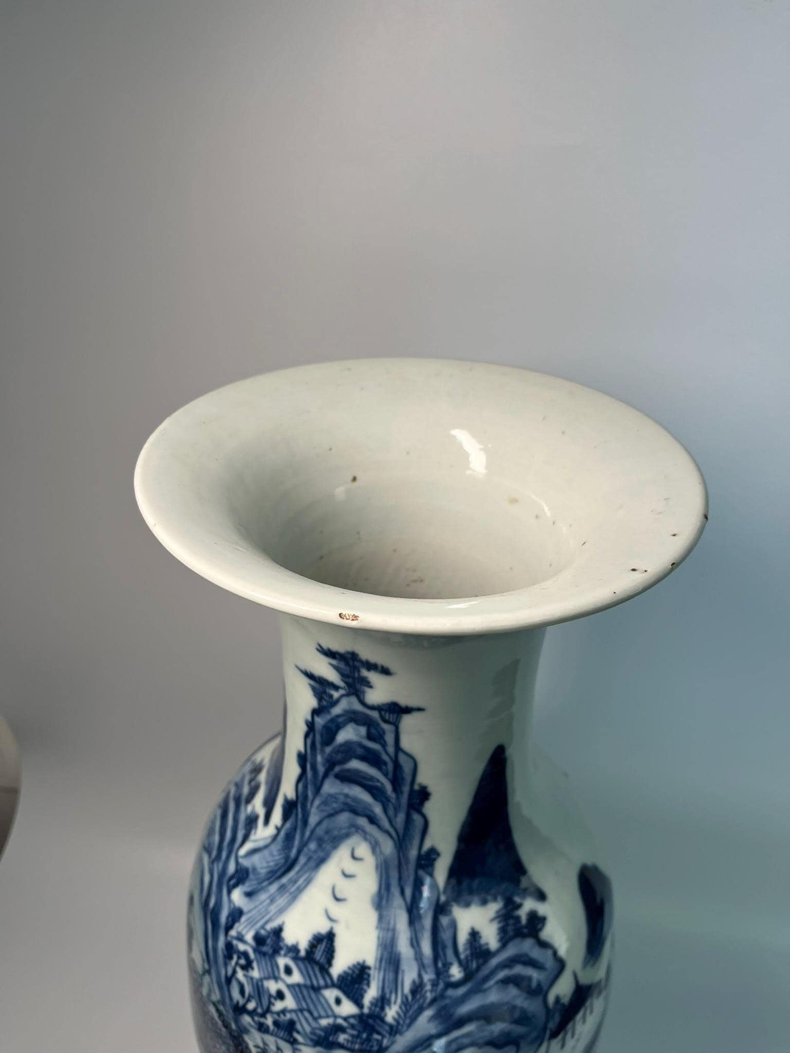 Large Chinese Blue and White Porcelain Vase | Landscape Scenic Floor Vase