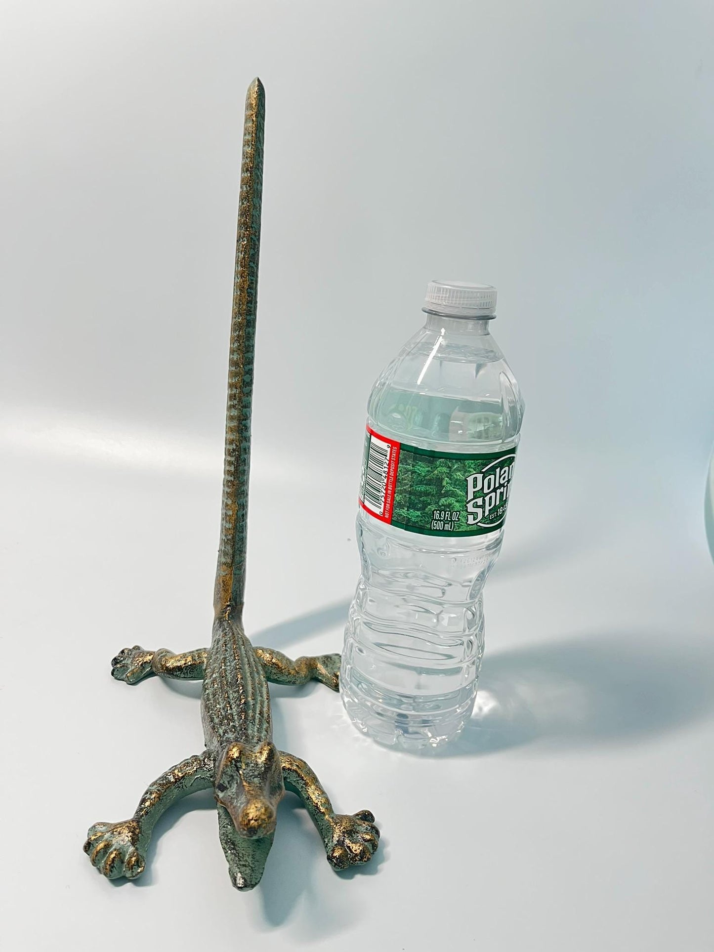 Vintage Verdigris & Gold Cast Metal Alligator