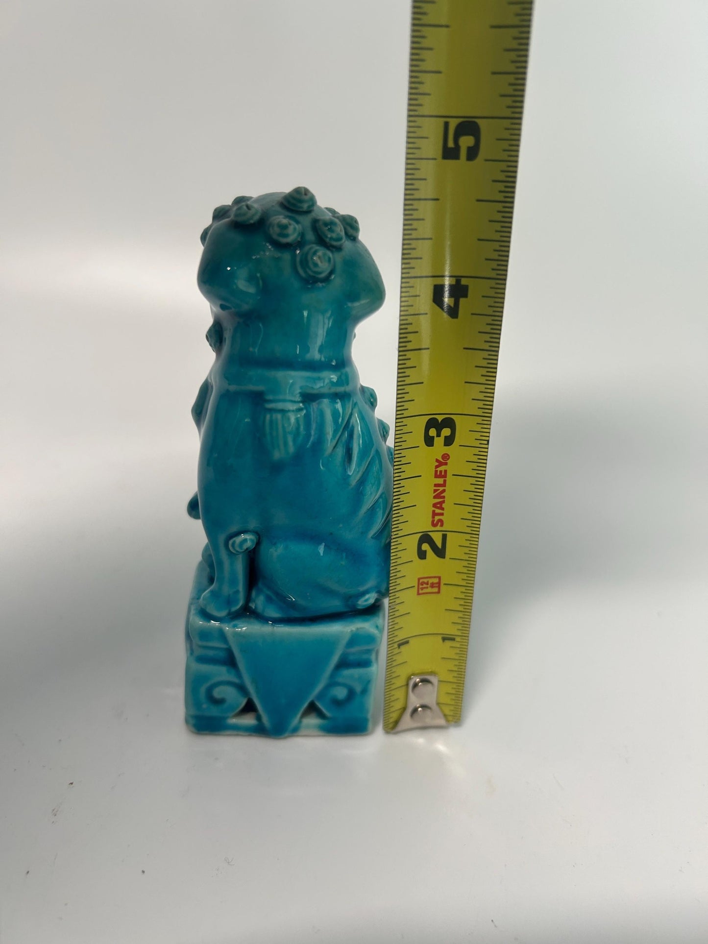 Vintage Turquoise Glazed Foo Dog Figurine | Chinese Guardian Lion Statue, Feng Shui Decor