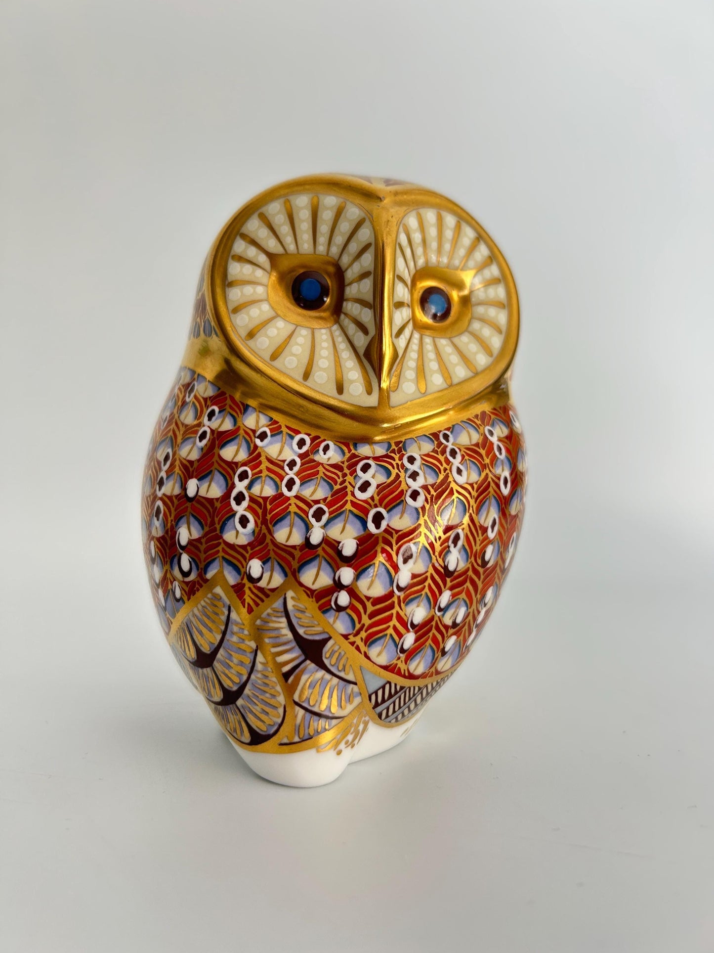 Royal Crown Derby Barn Owl Paperweight | John Ablitt Design, Imari Style Bone China Figurine