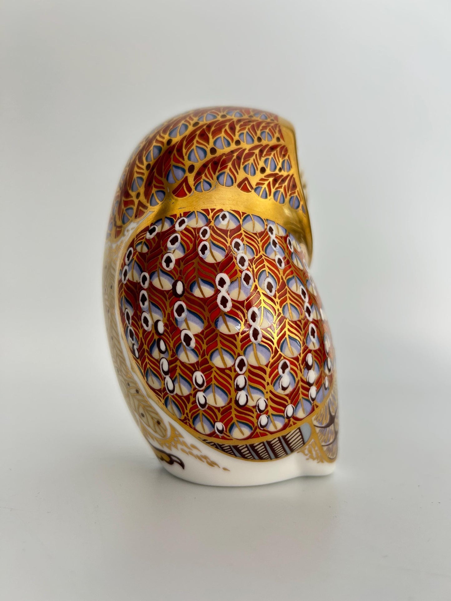 Royal Crown Derby Barn Owl Paperweight | John Ablitt Design, Imari Style Bone China Figurine