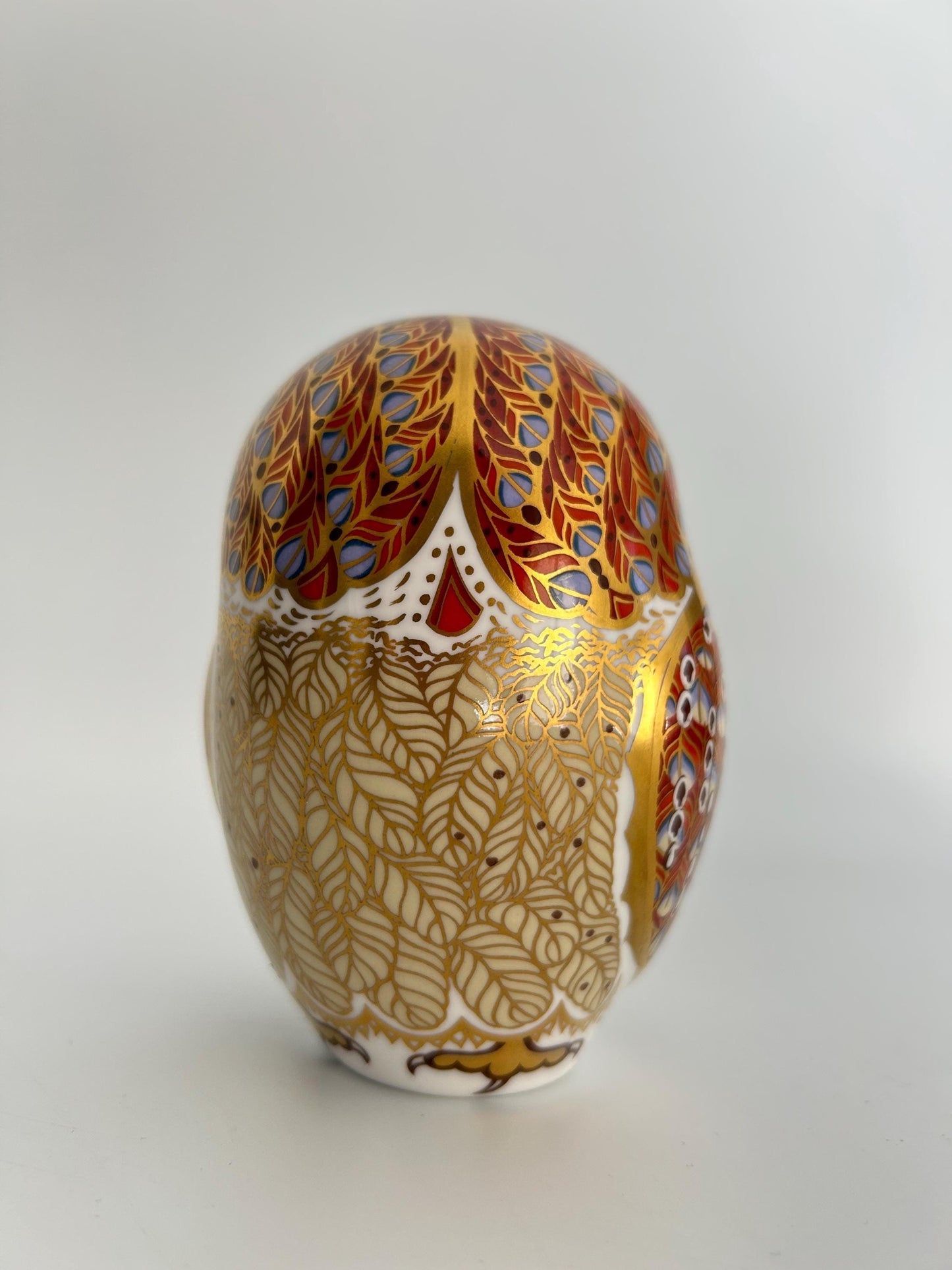 Royal Crown Derby Barn Owl Paperweight | John Ablitt Design, Imari Style Bone China Figurine