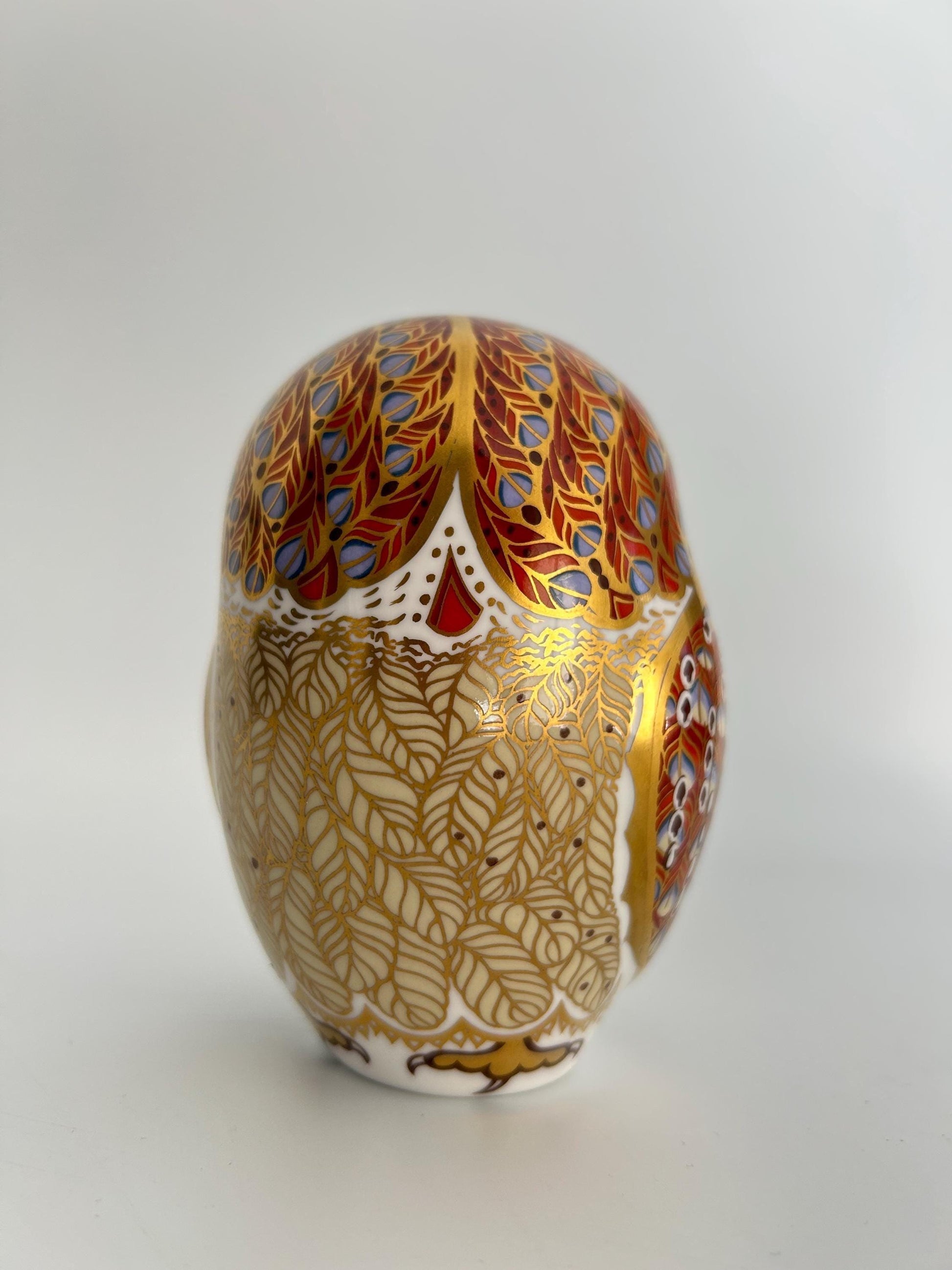 Royal Crown Derby Barn Owl Paperweight | John Ablitt Design, Imari Style Bone China Figurine