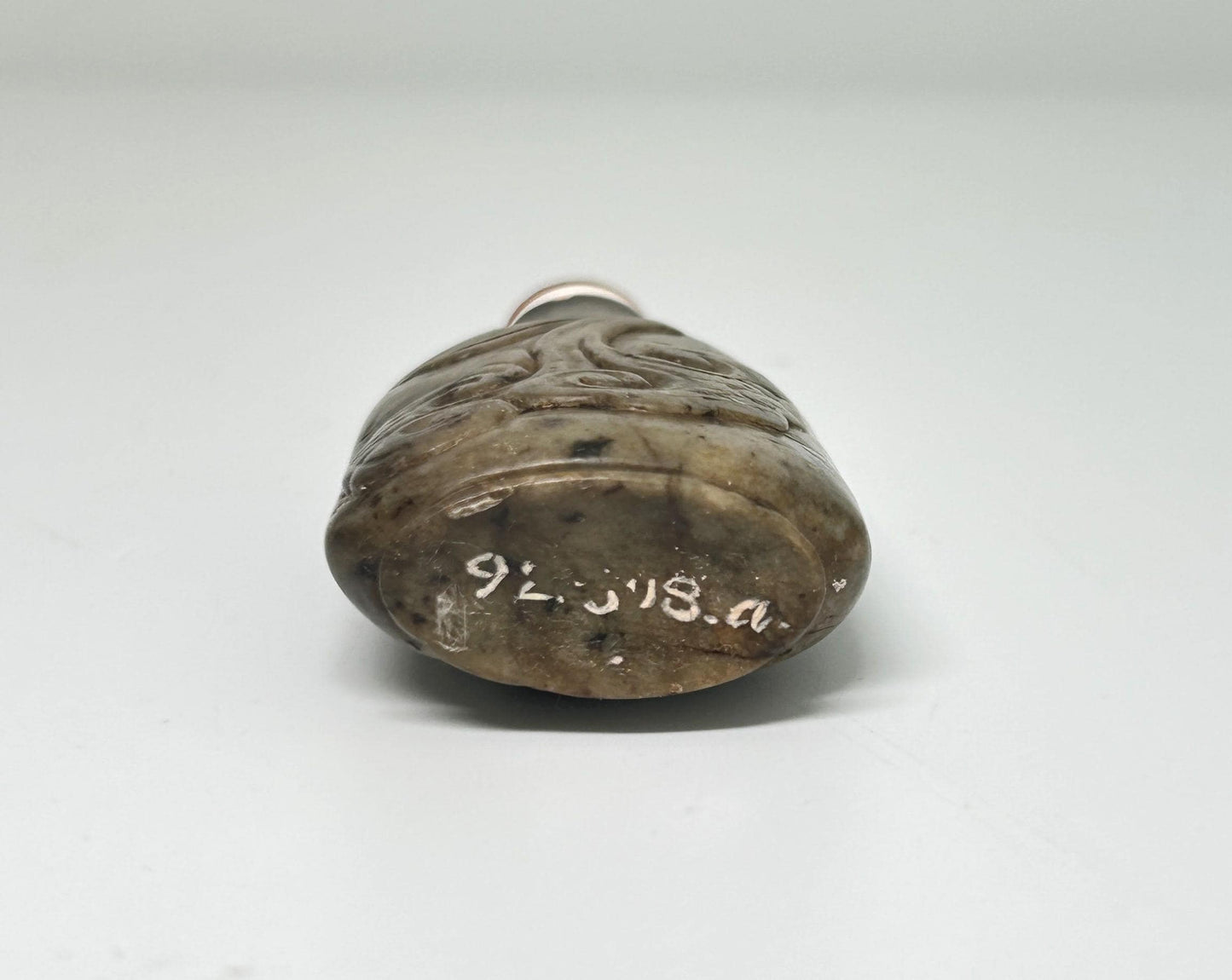 Antique Chinese Hardstone Snuff Bottle: Carved Rabbit, Red Agate Stopper, Qing Style