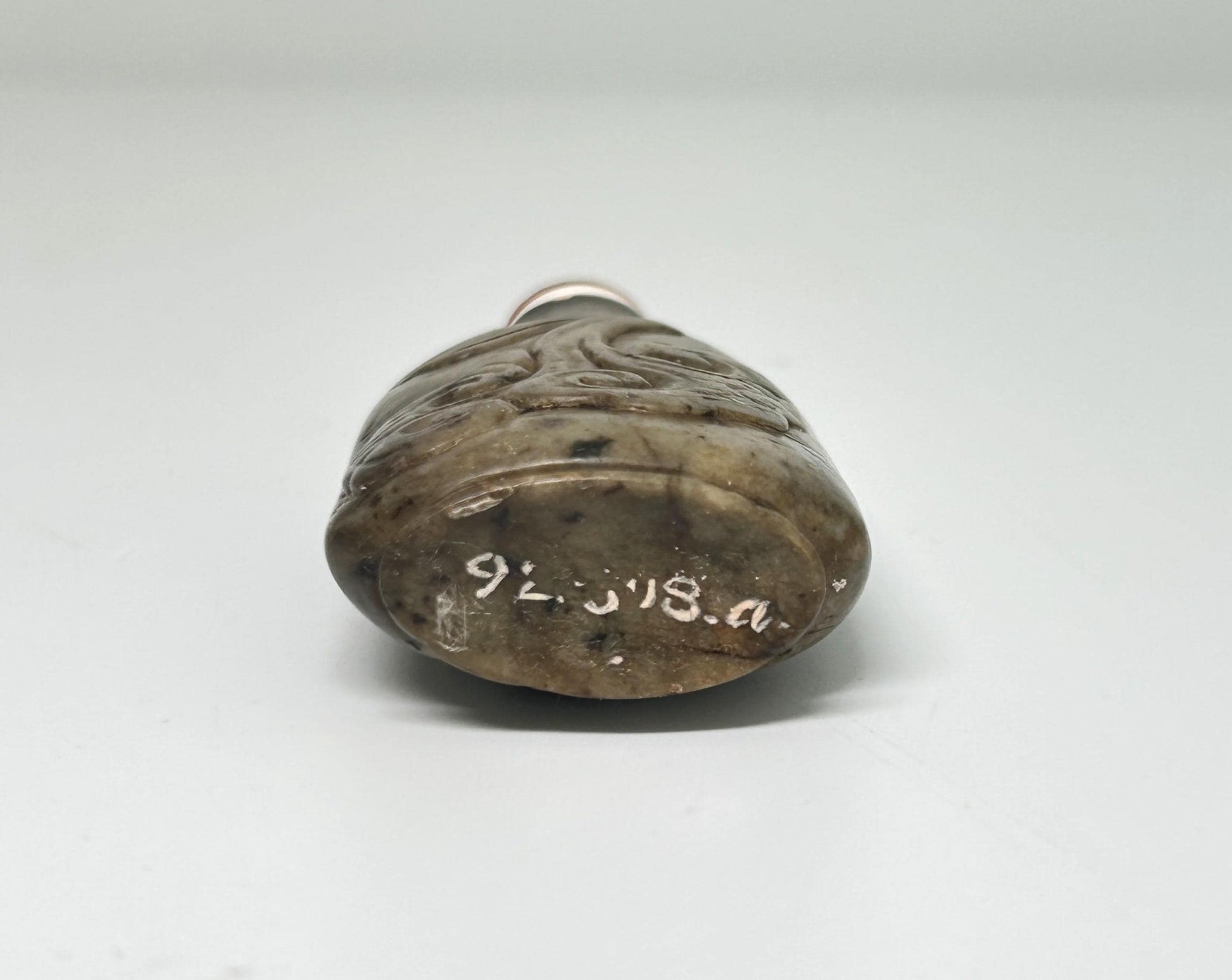 Antique Chinese Hardstone Snuff Bottle: Carved Rabbit, Red Agate Stopper, Qing Style