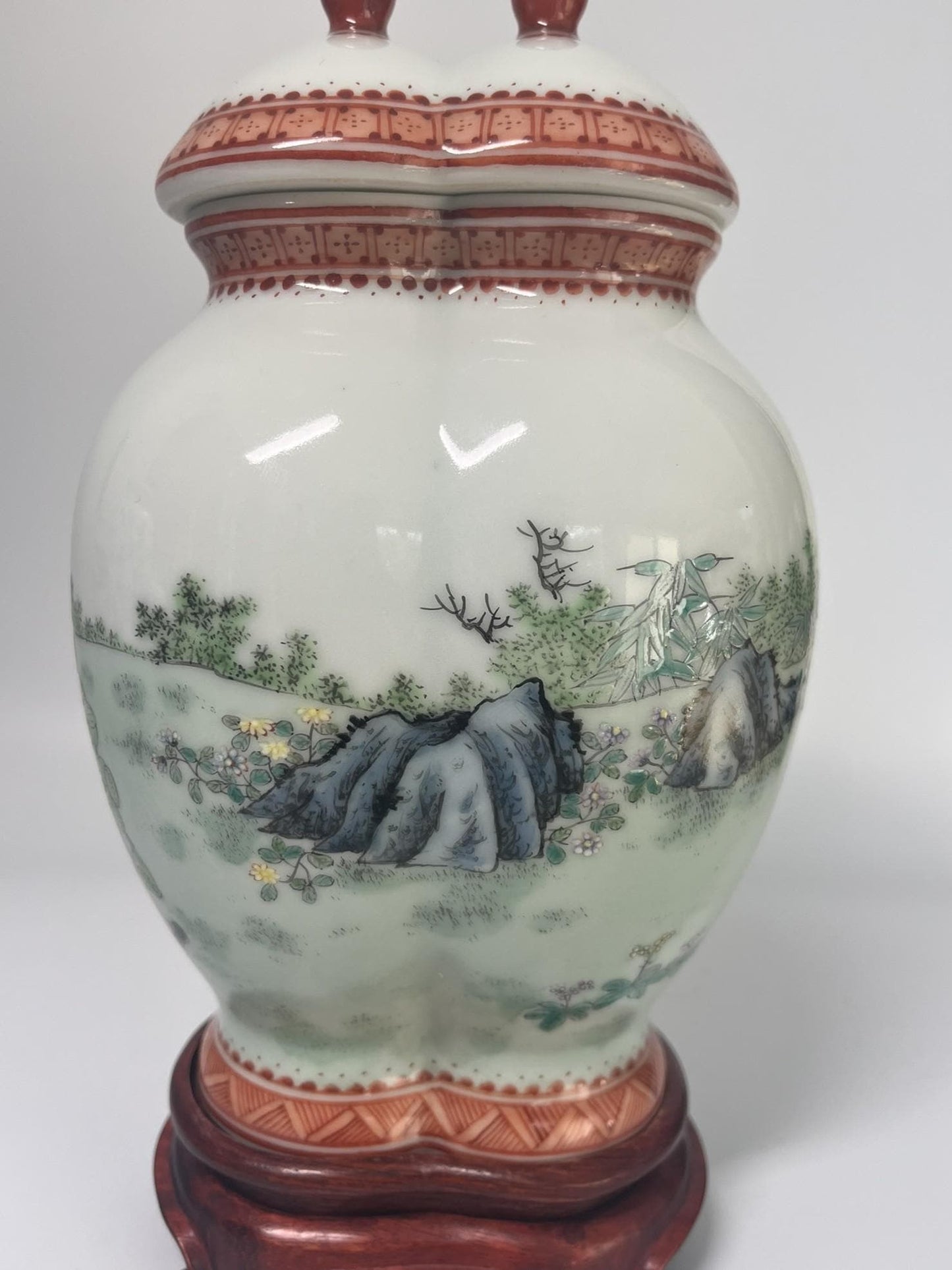 Chinese Porcelain Double Gourd Jar, Children Scene, Famille Rose Style, Qianlong Mark