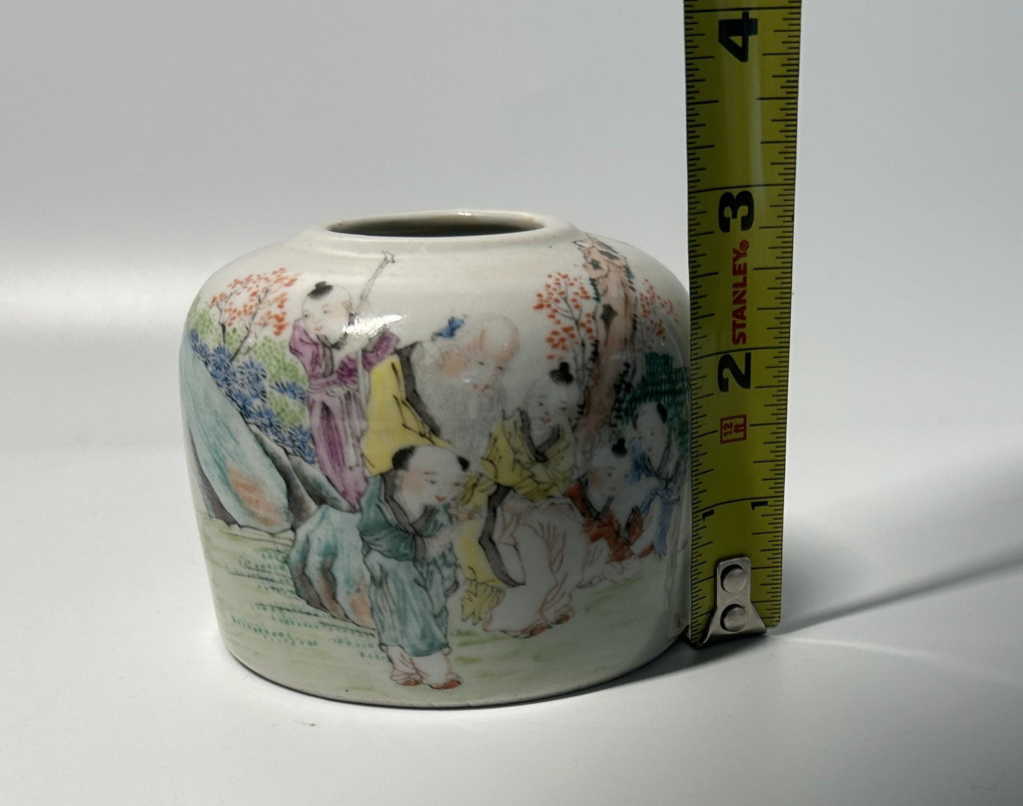 Chinese Famille Rose Water Dropper | Hundred Boys Scholar's Desk Porcelain (Jiangxi Porcelain Company Mark)