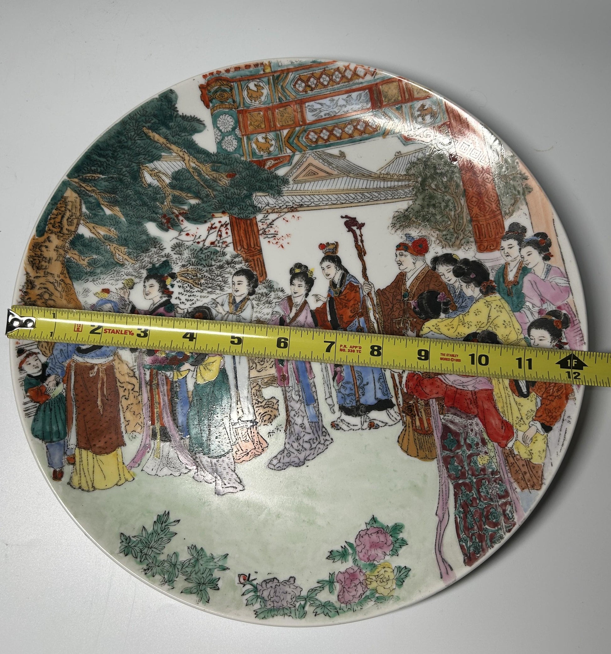 Antique Famille Rose Porcelain Plate | Hand-Painted Court Ladies Scene Charger