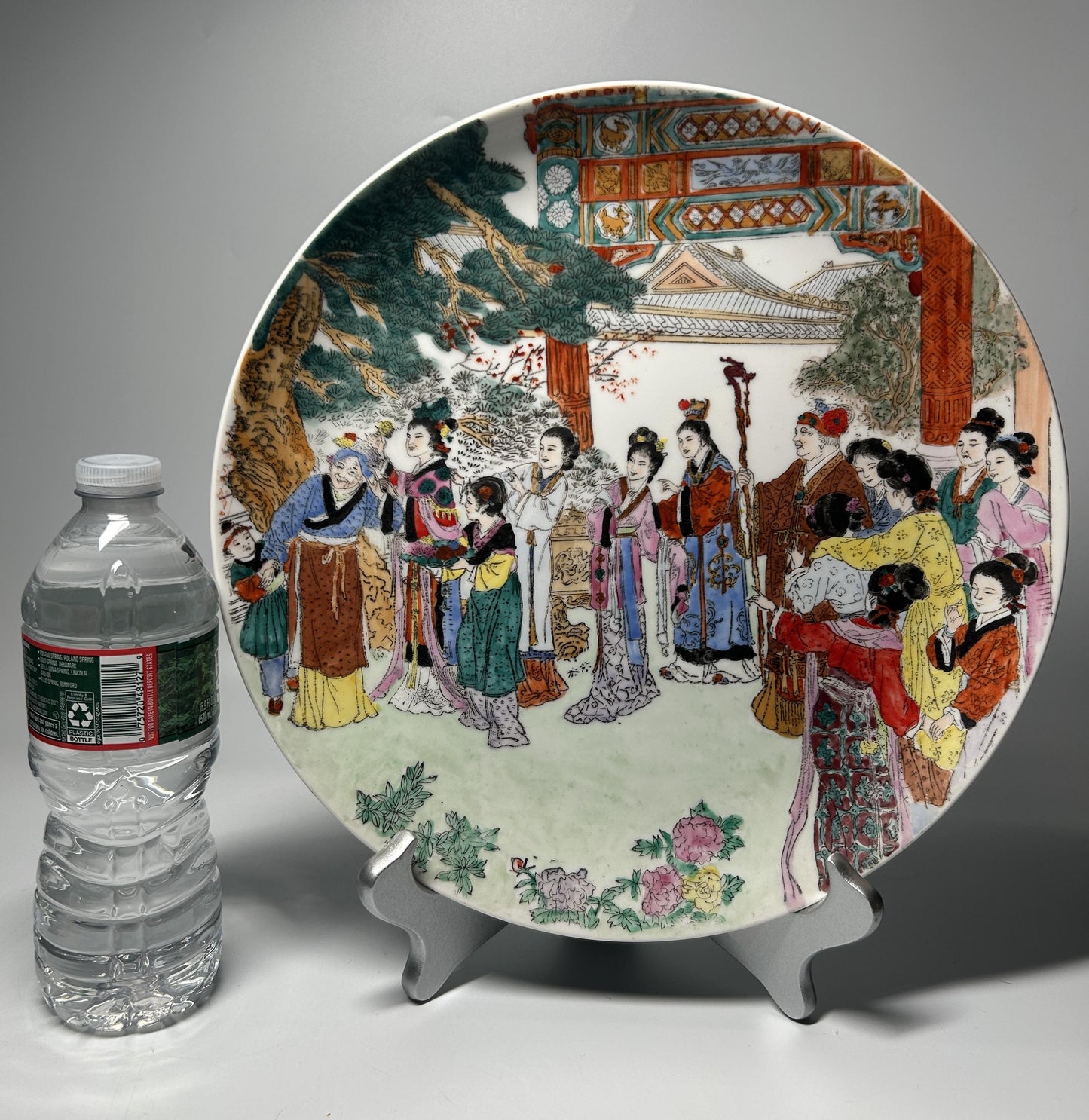 Antique Famille Rose Porcelain Plate | Hand-Painted Court Ladies Scene Charger