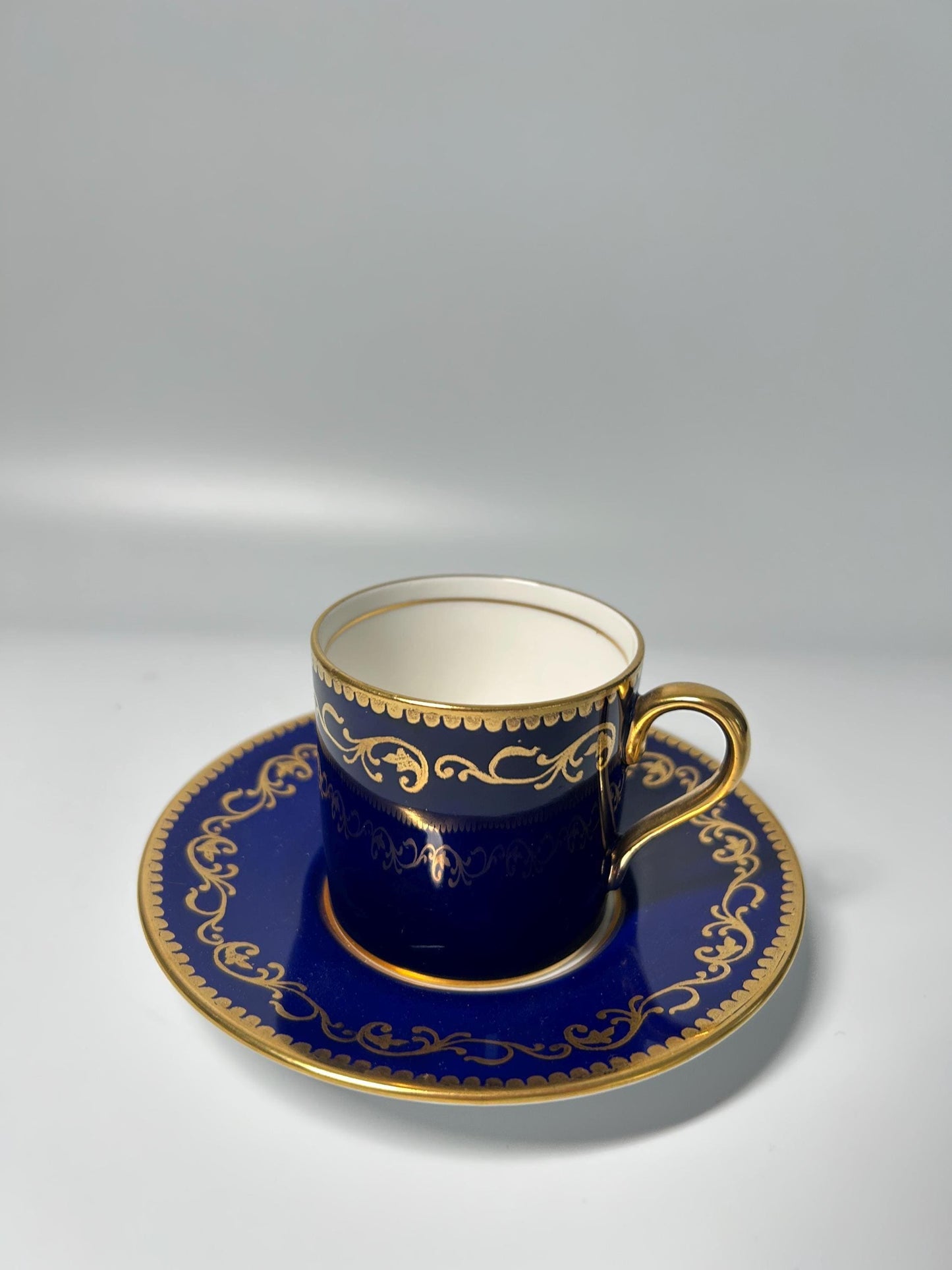 Vintage Cobalt Blue Gold Demitasse Cup Saucer | O.P. Co. Syracuse China Porcelain