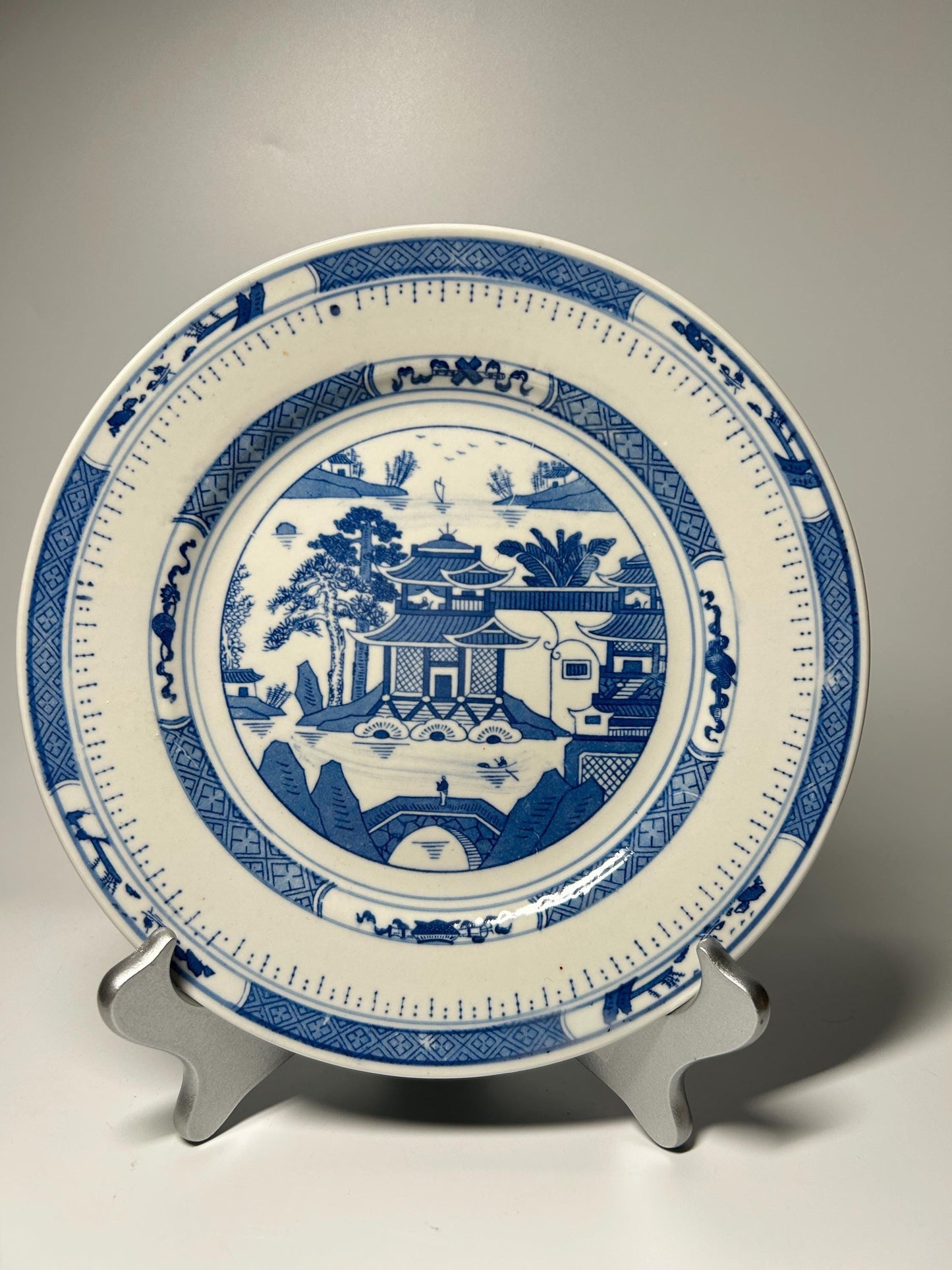 Vintage Chinese Blue & White Porcelain Plate | Jingdezhen Landscape Scene Plate | Traditional Asian Decorative Dish |