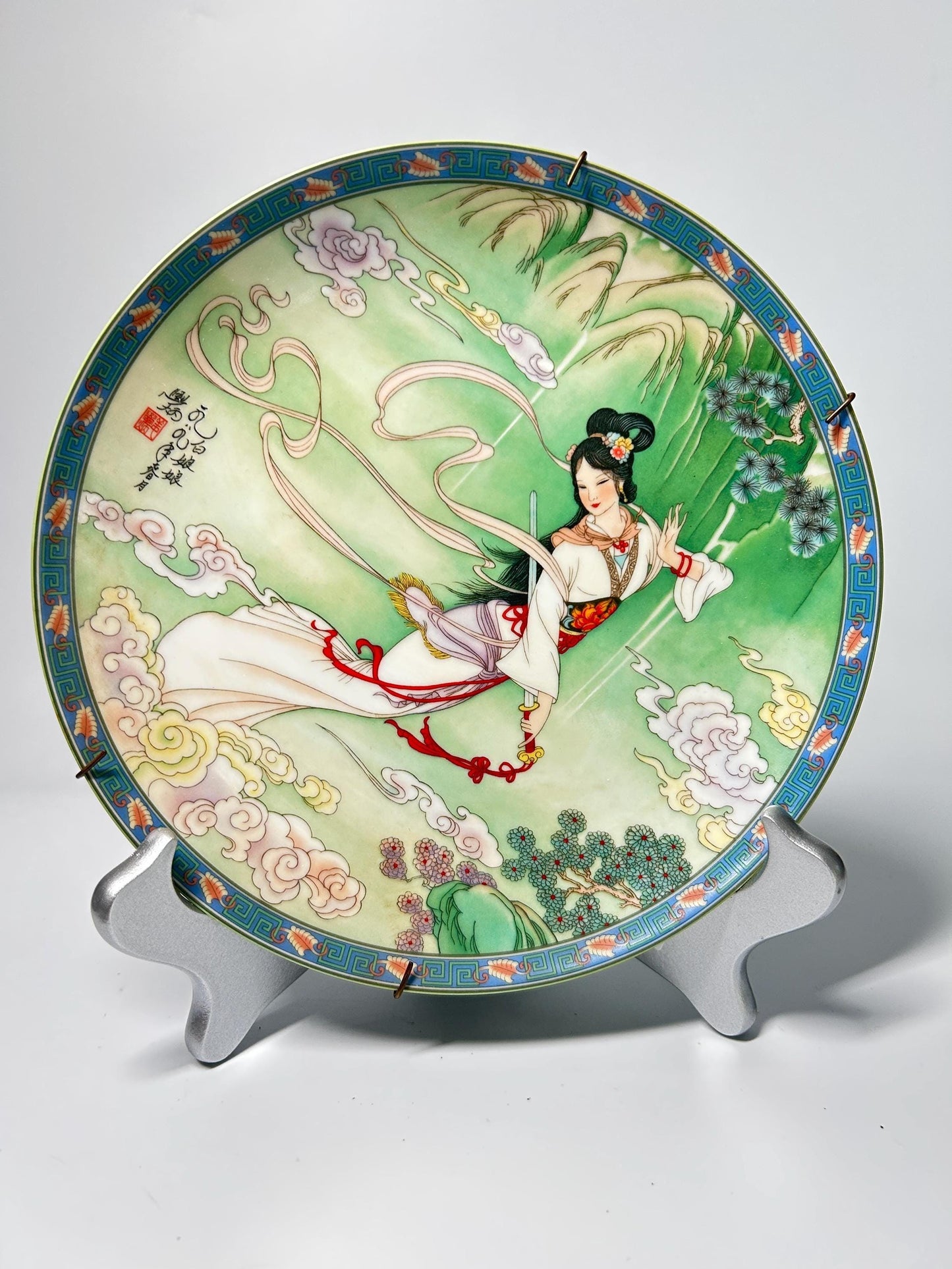 Vintage Imperial Jingdezhen Porcelain Decorative Plate | Chinese Beauty Maiden Plate | Hand-Painted Oriental Wall Display