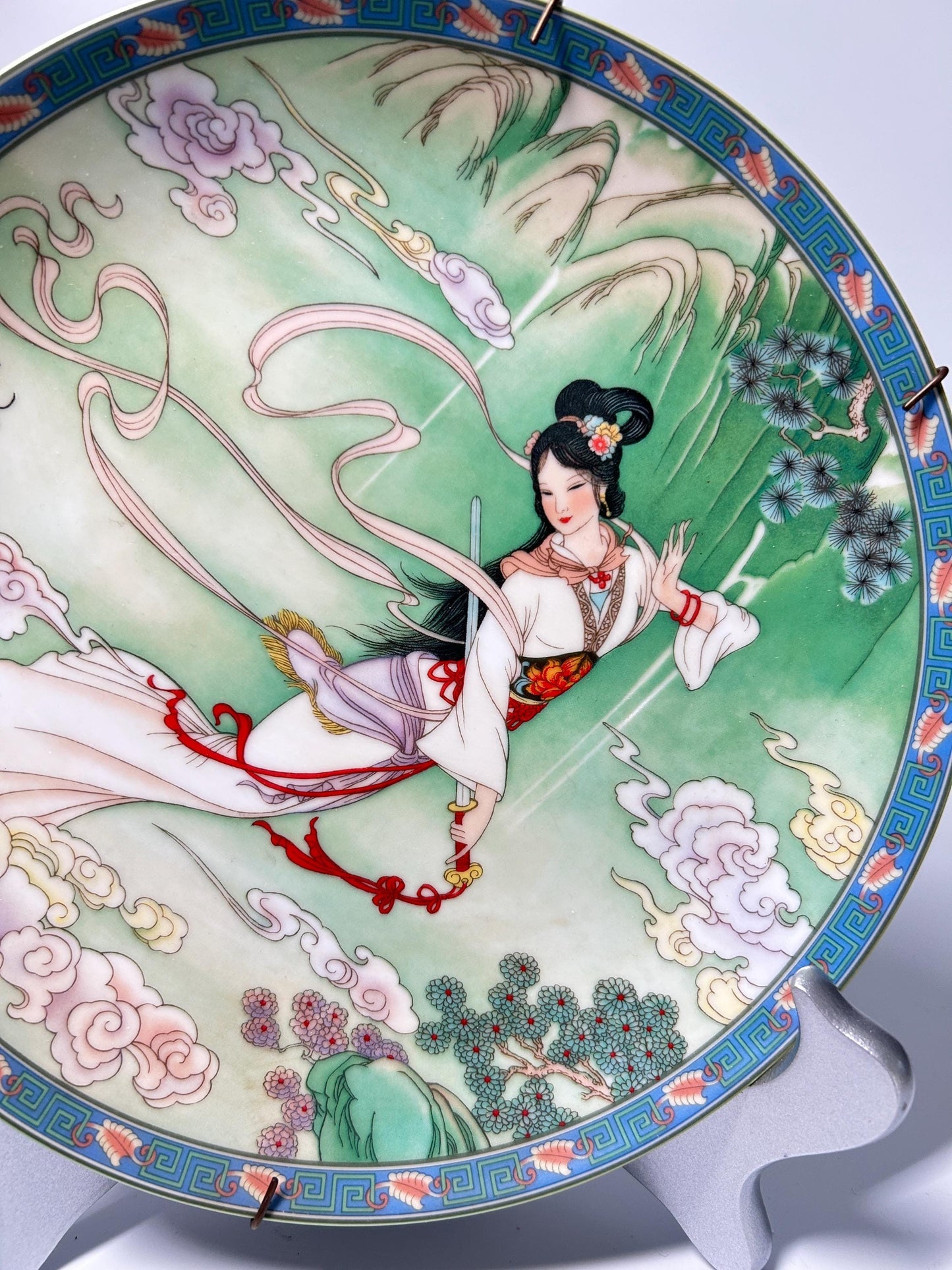 Vintage Imperial Jingdezhen Porcelain Decorative Plate | Chinese Beauty Maiden Plate | Hand-Painted Oriental Wall Display