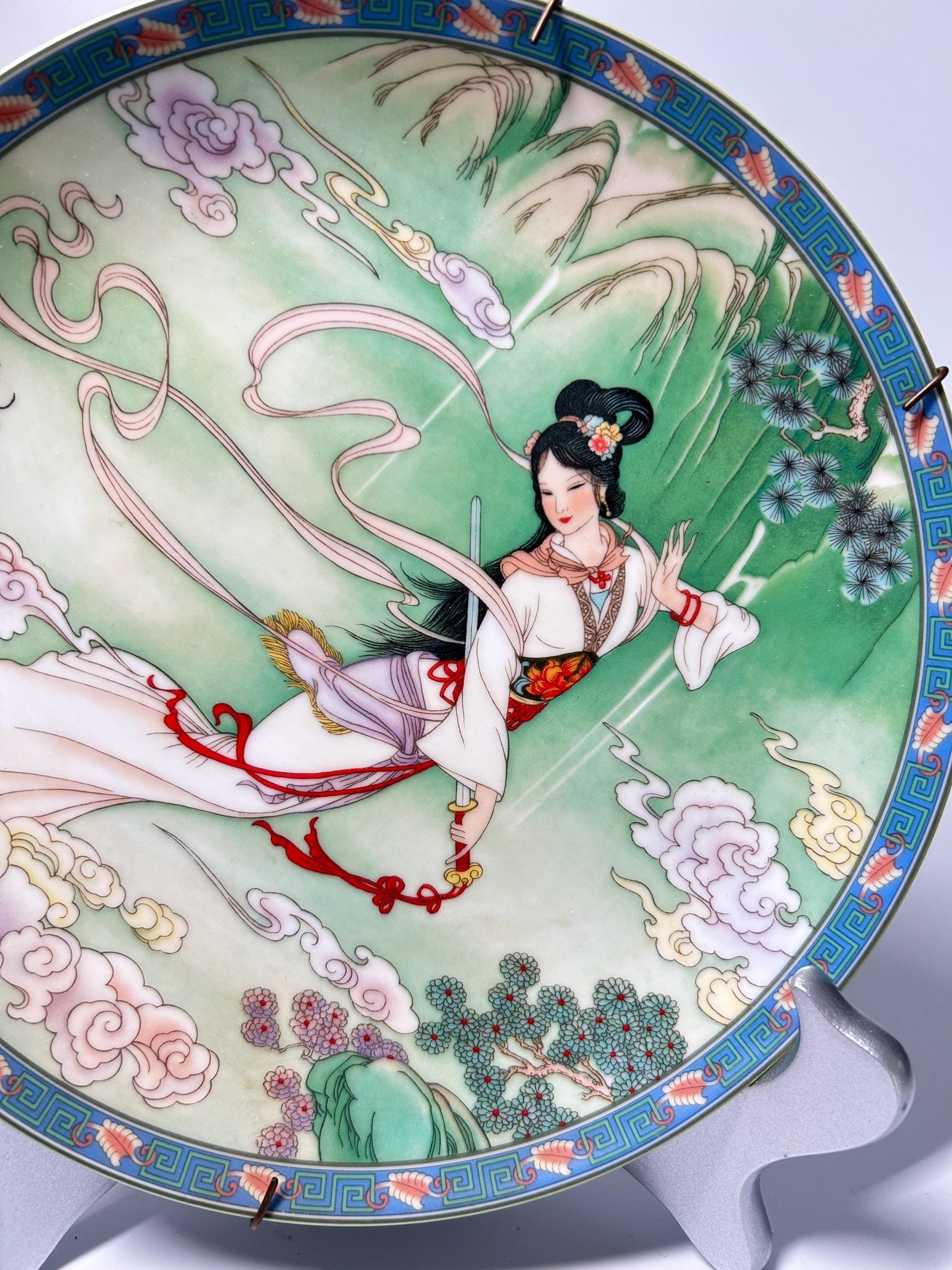 Vintage Imperial Jingdezhen Porcelain Decorative Plate | Chinese Beauty Maiden Plate | Hand-Painted Oriental Wall Display