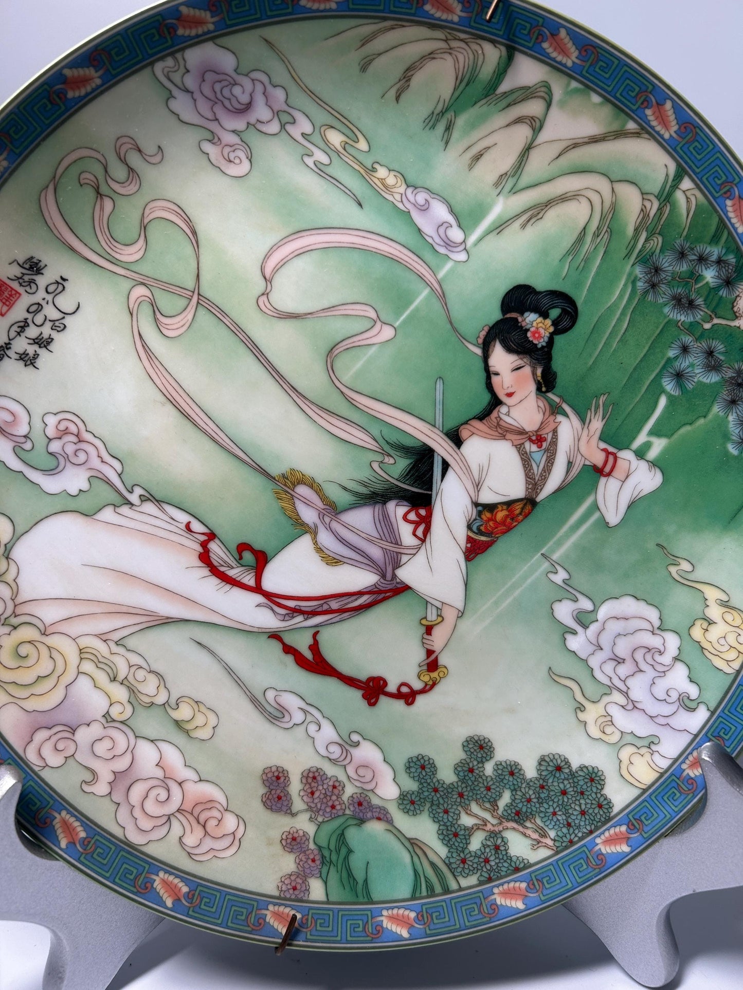 Vintage Imperial Jingdezhen Porcelain Decorative Plate | Chinese Beauty Maiden Plate | Hand-Painted Oriental Wall Display
