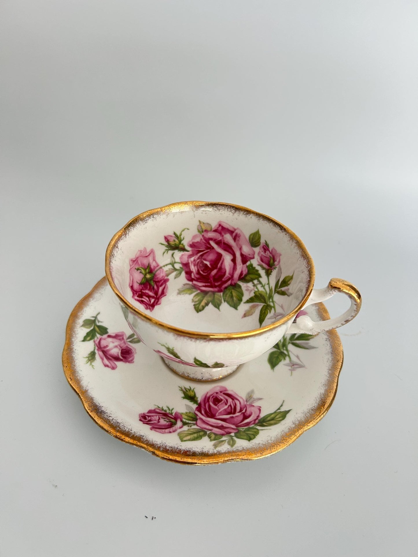 Royal Standard Orleans Rose Teacup Saucer Set – English Floral Fine Bone China