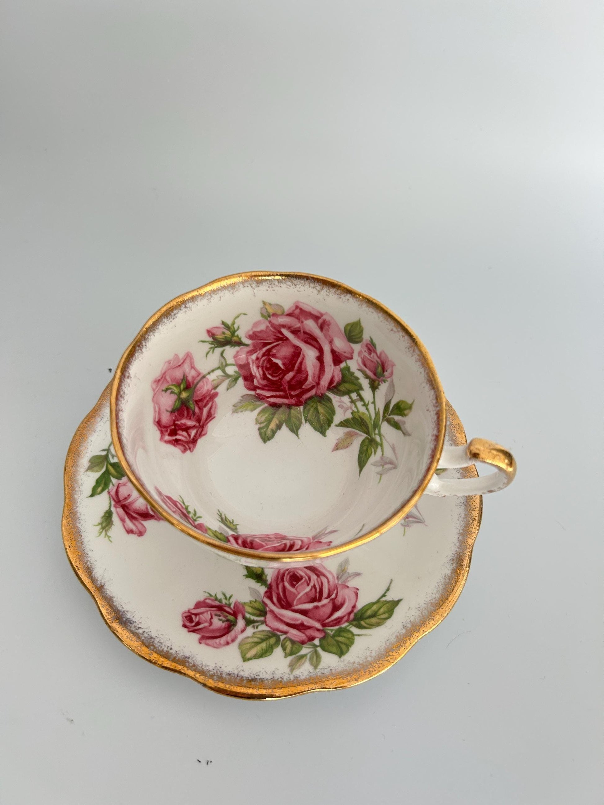 Royal Standard Orleans Rose Teacup Saucer Set – English Floral Fine Bone China
