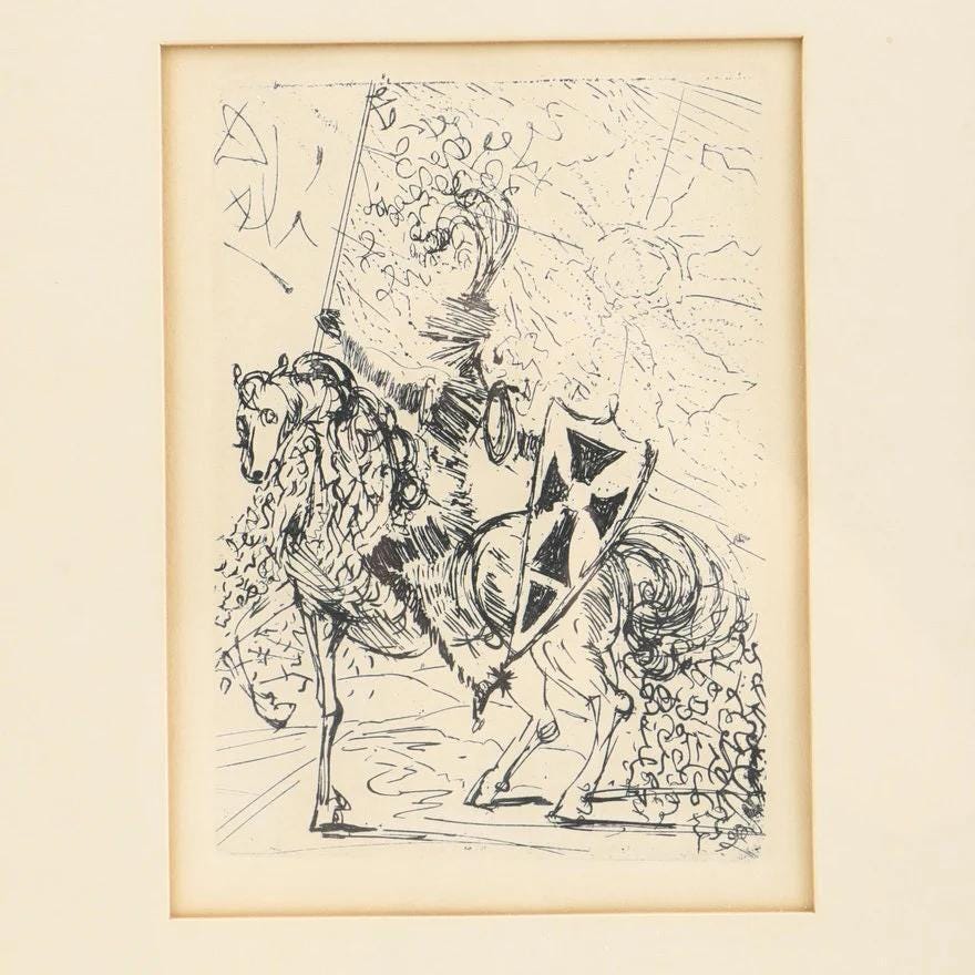 Salvador Dali Restrike Etching on Paper "El Cid