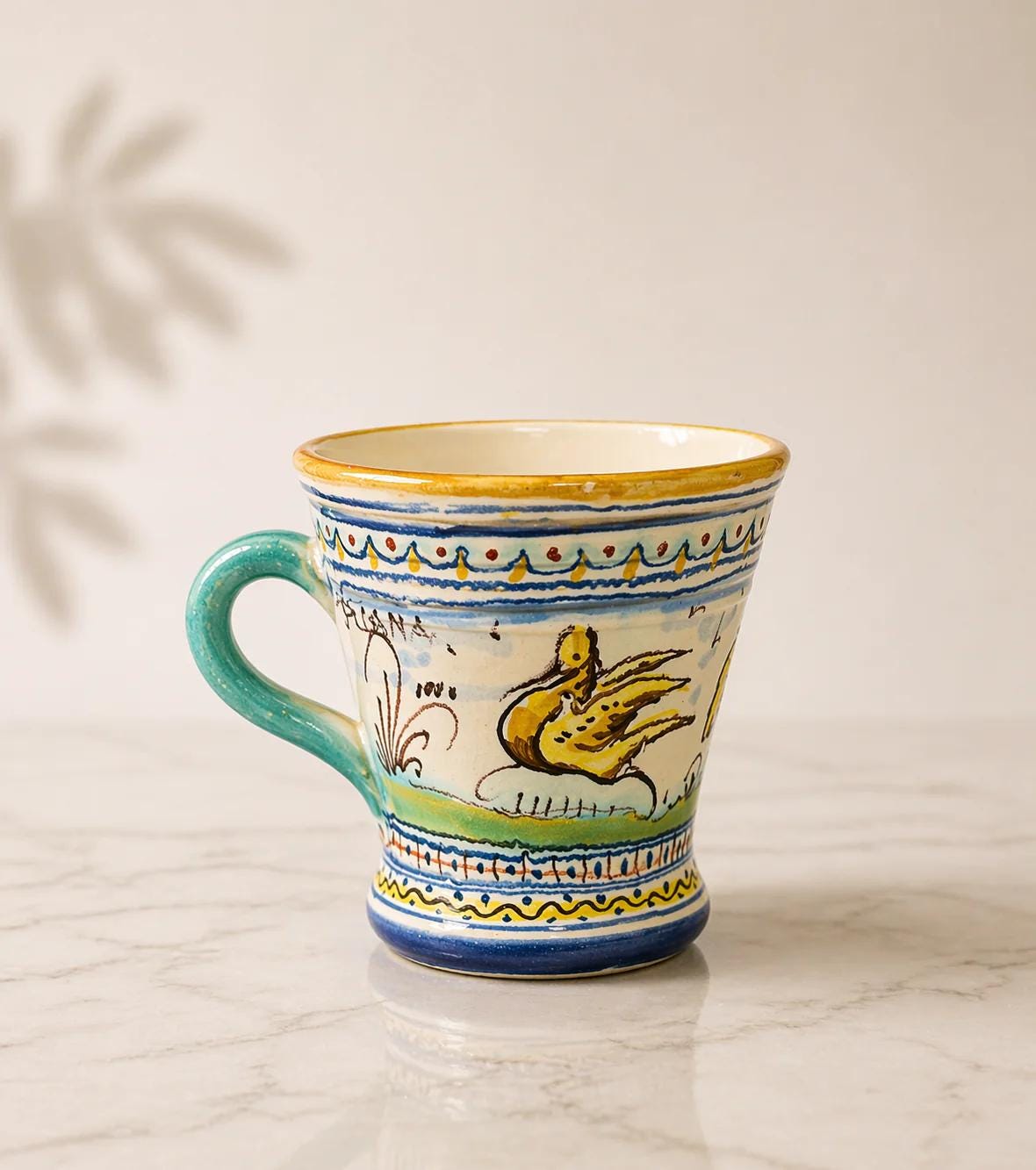 Hand Painted Ceramic Mug With Animal Motifs