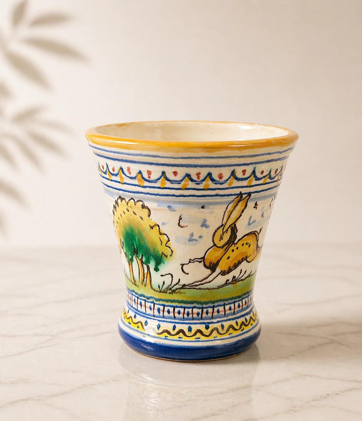 Hand Painted Ceramic Mug With Animal Motifs