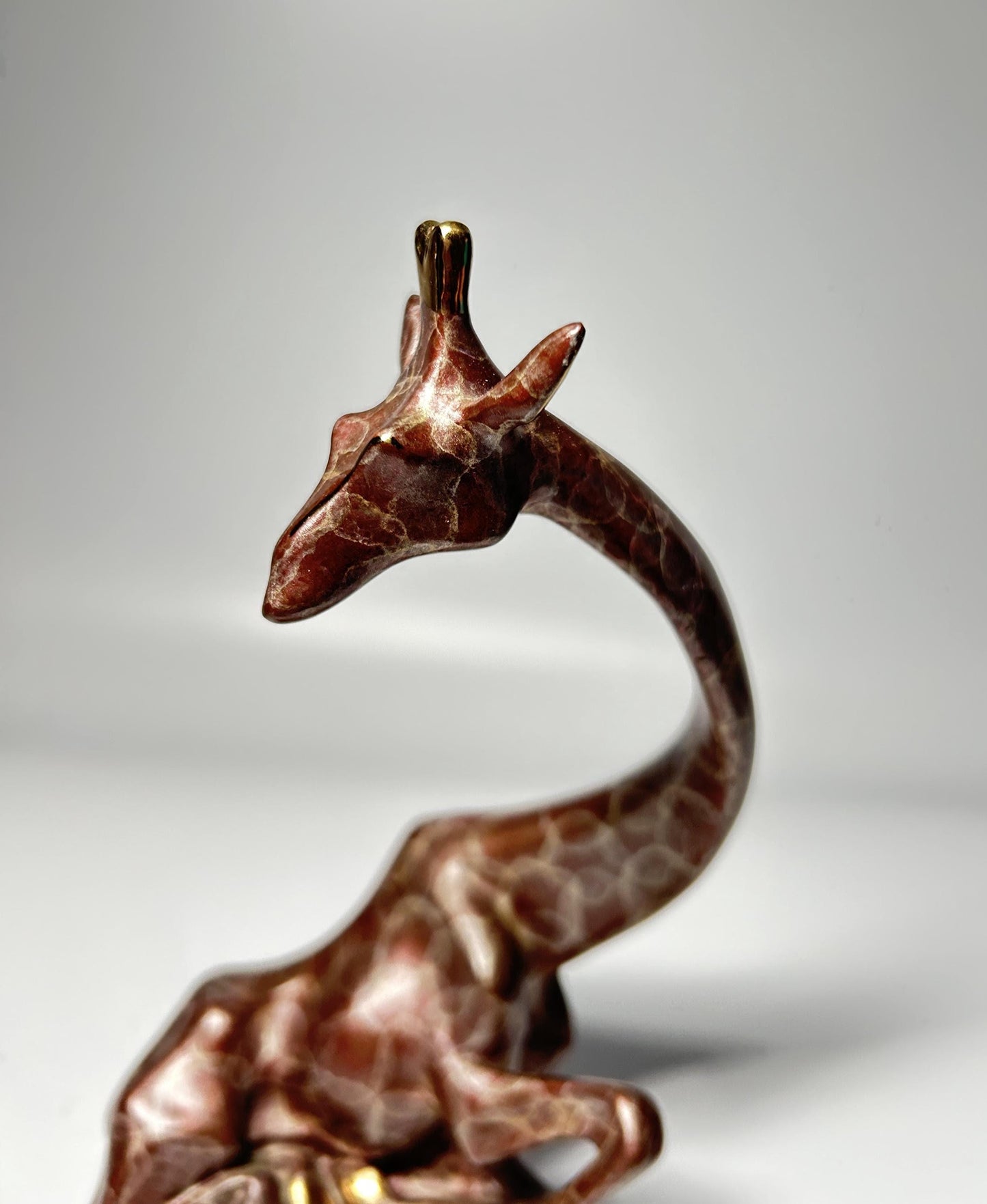 Signed Alexander Danel Giraffe Sculpture, Art Deco Revival Bronze-Tone Figurine