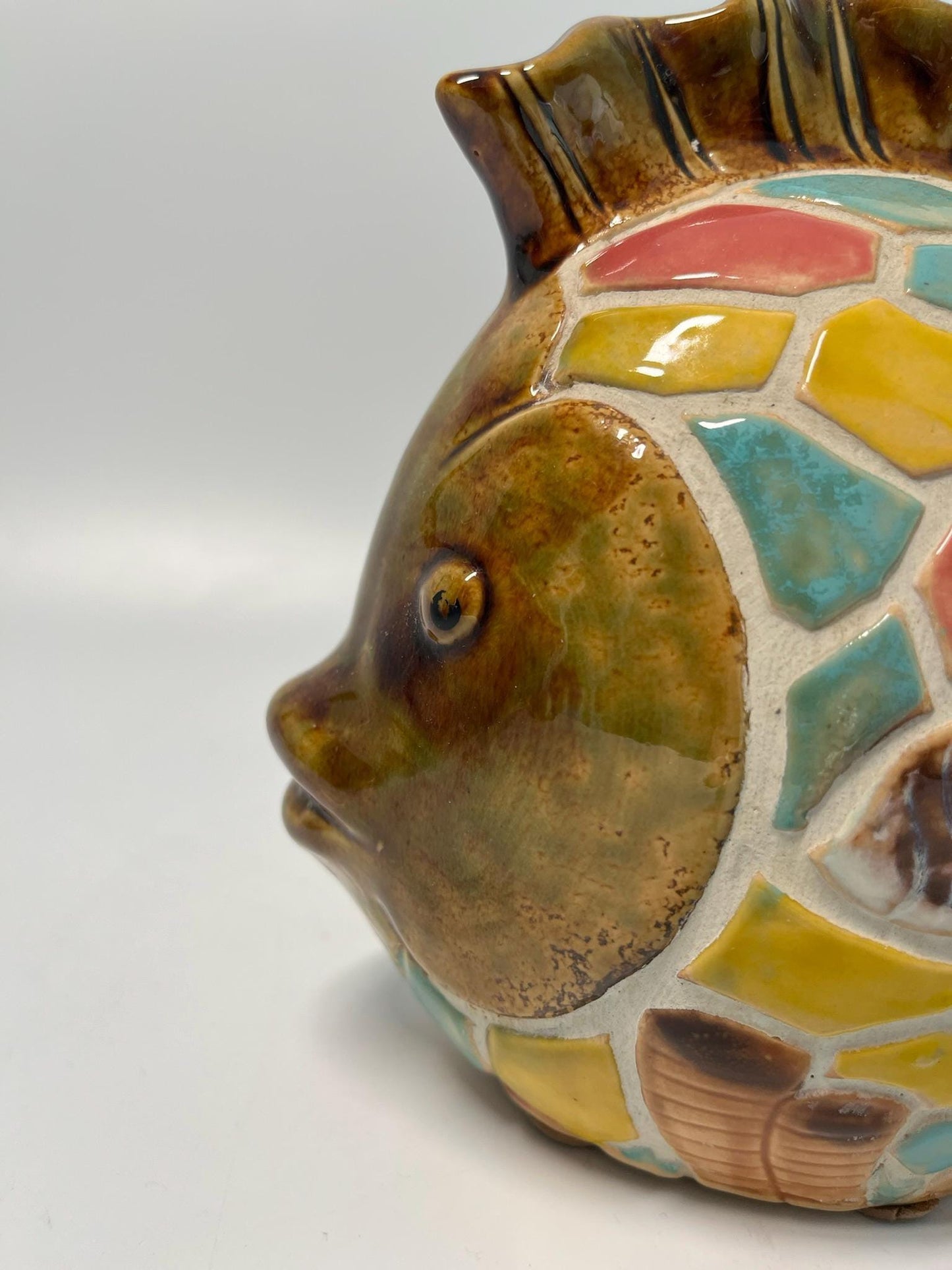 Colorful Mosaic Style Ceramic Fish Figurine