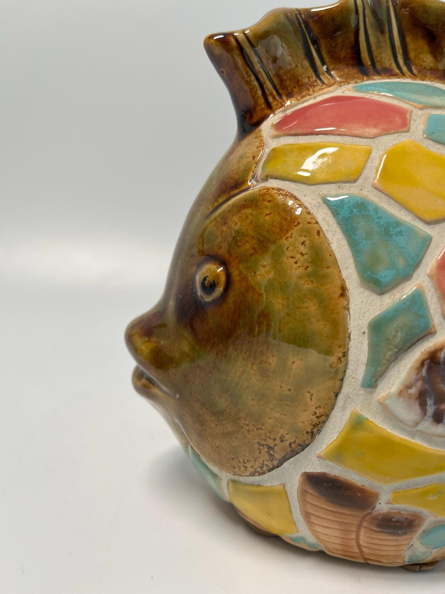 Colorful Mosaic Style Ceramic Fish Figurine