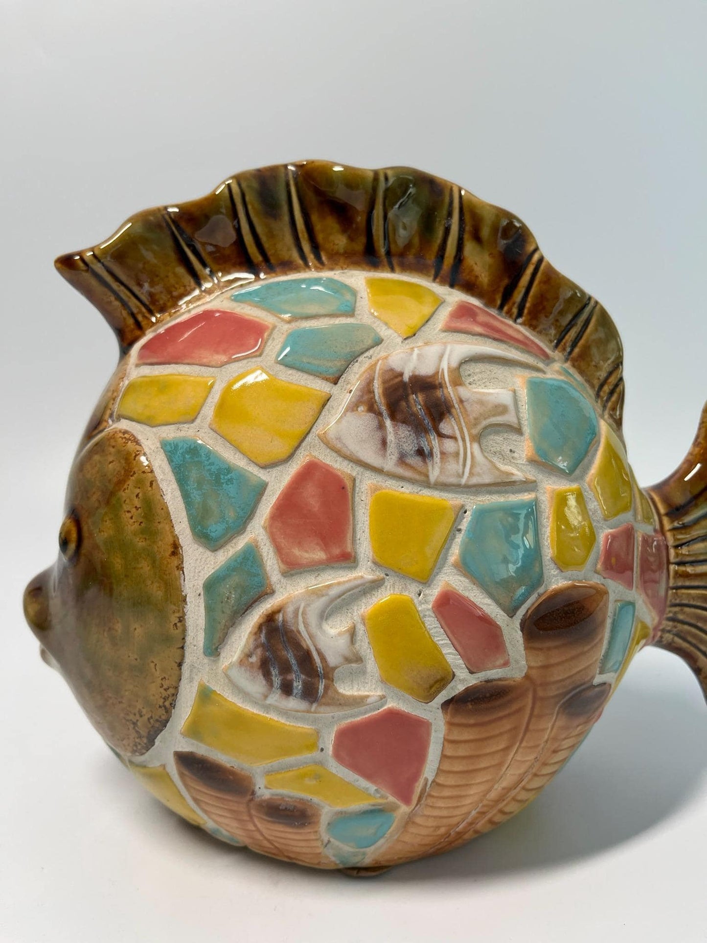 Colorful Mosaic Style Ceramic Fish Figurine