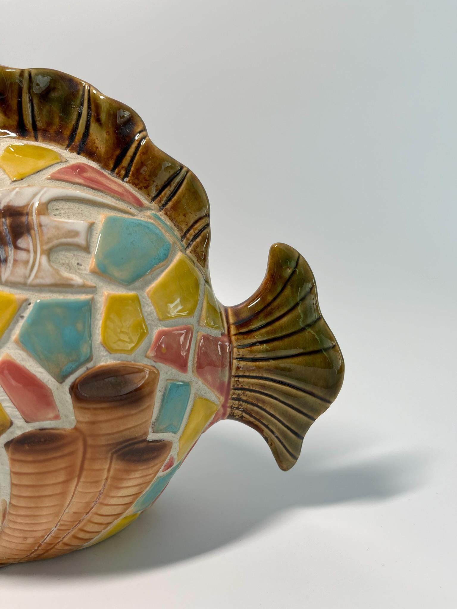 Colorful Mosaic Style Ceramic Fish Figurine