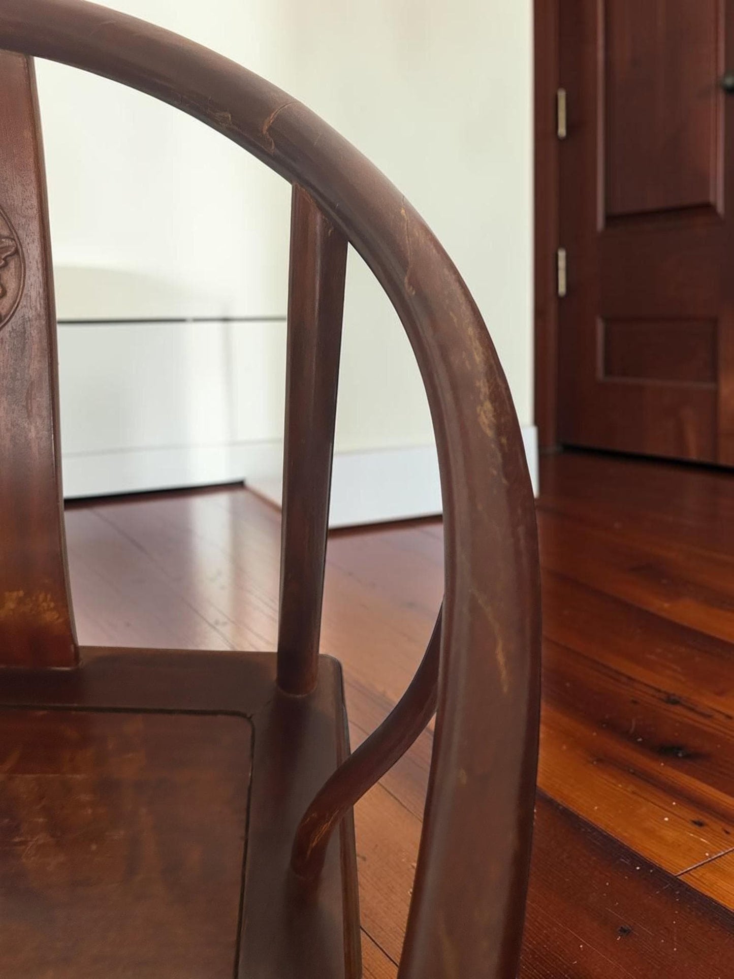 Pair of Chinese Ming Style Hardwood Horseshoe Armchairs | Oriental Accent Chairs | Asian Zen Seating